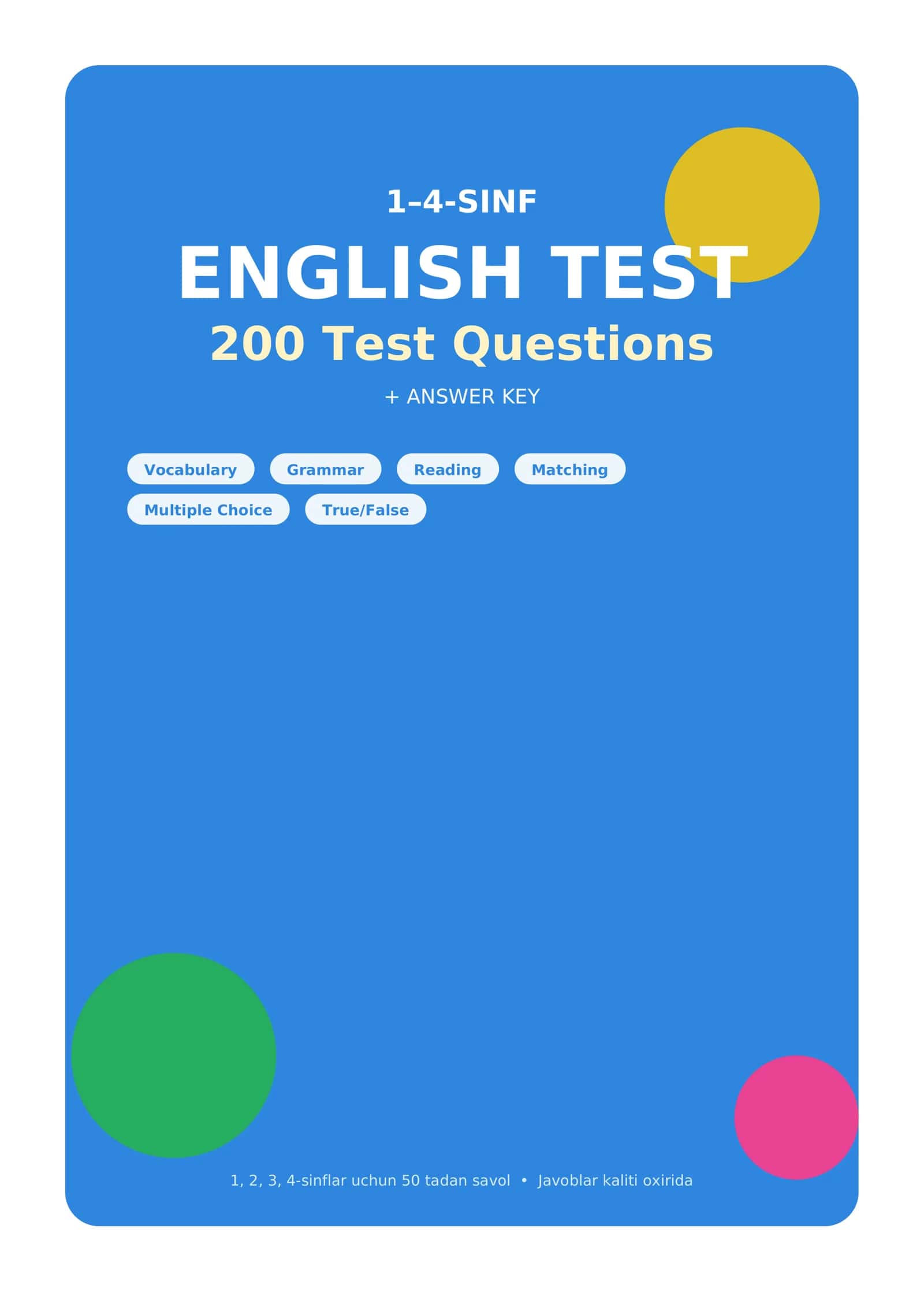 1–4-sinf English — 200 Test Questions 1