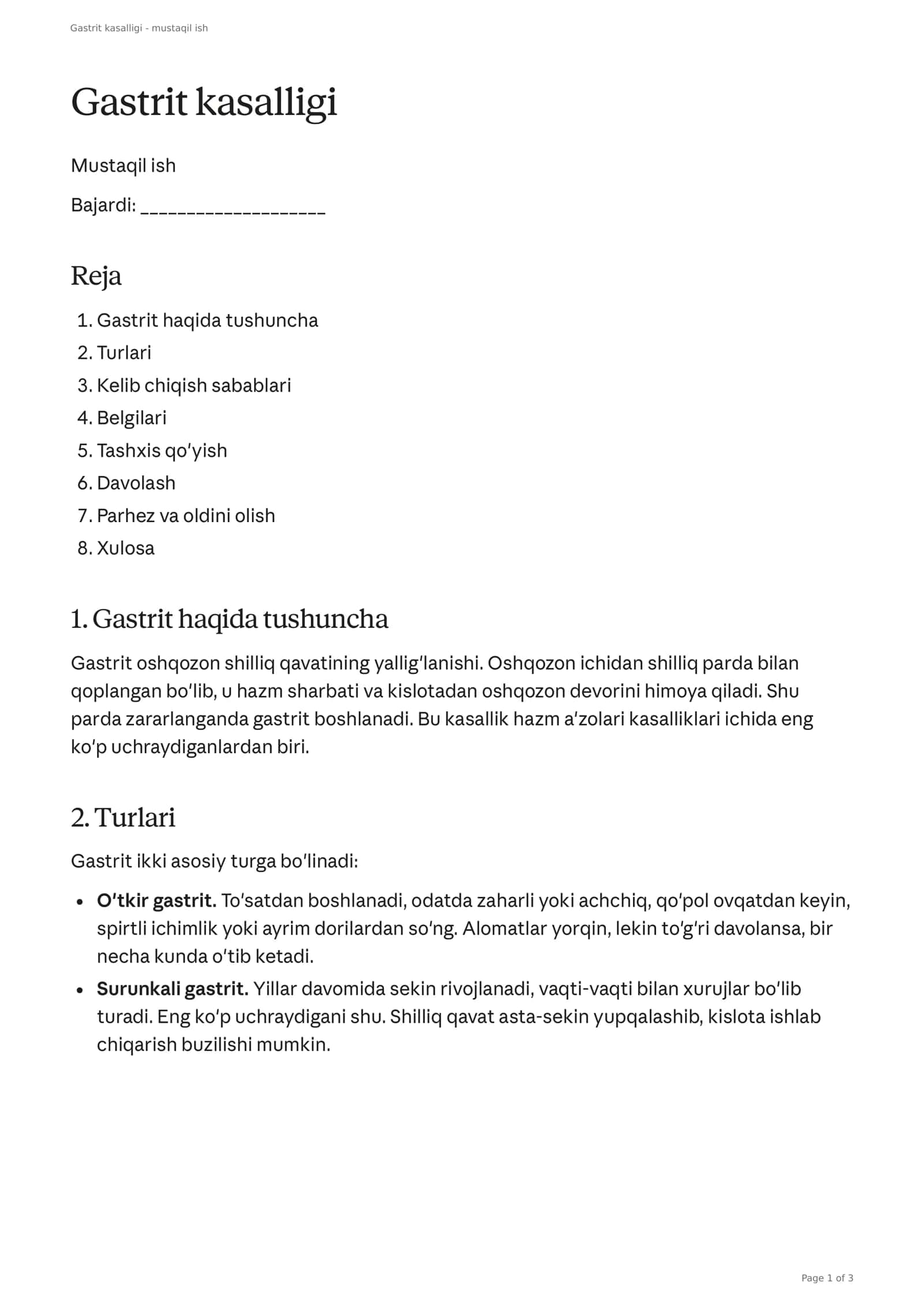 Gastrit kasalligi 1