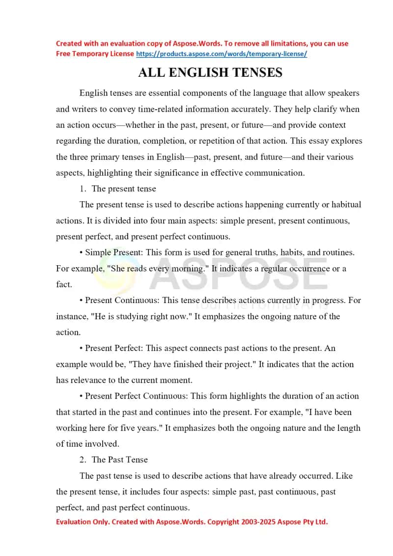 ALL ENGLISH TENSES 1