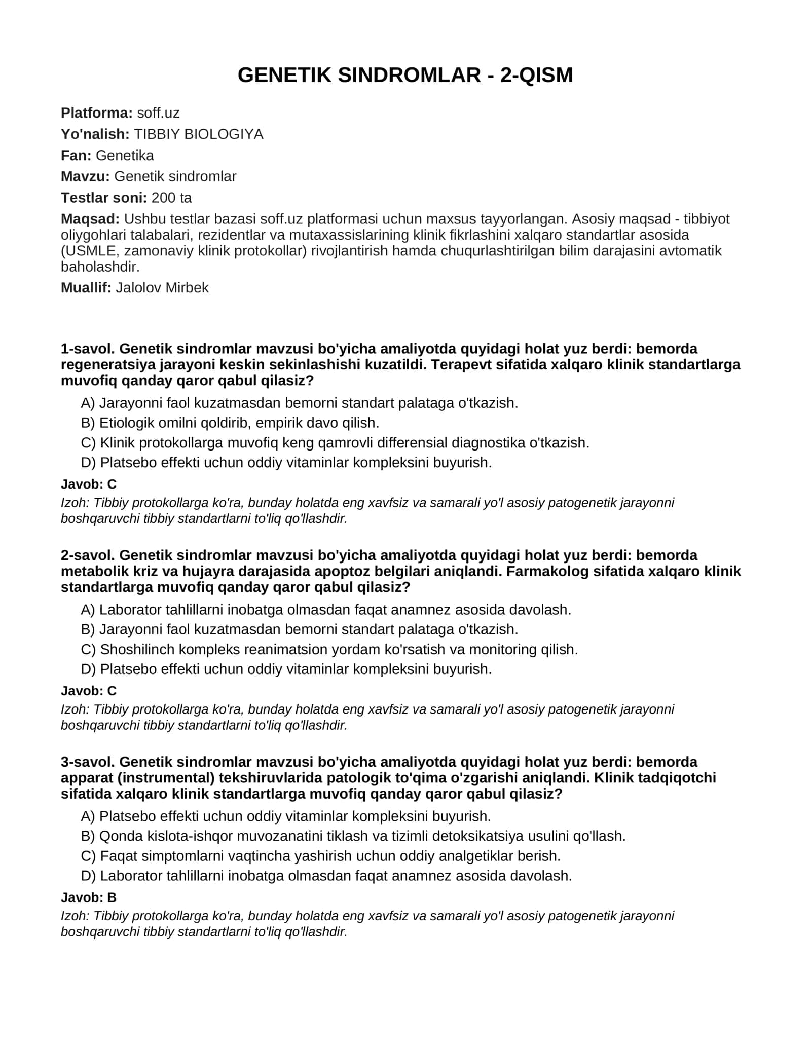 GENETIK SINDROMLAR - 2-QISM 1