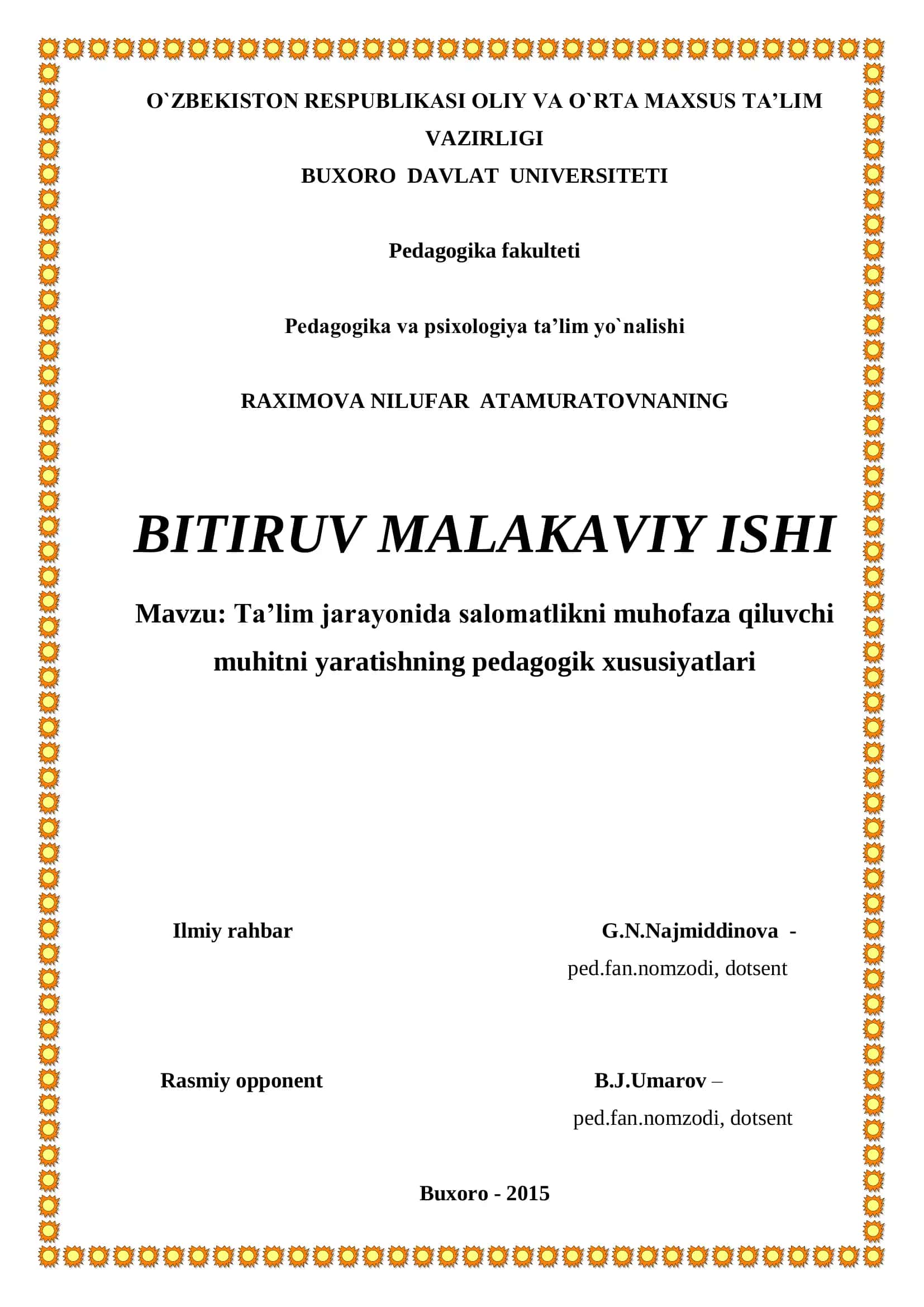 Ta’lim jarayonida salomatlikni muhofaza qiluvchi muhitni yaratishning pedagogik xususiyatlari 1