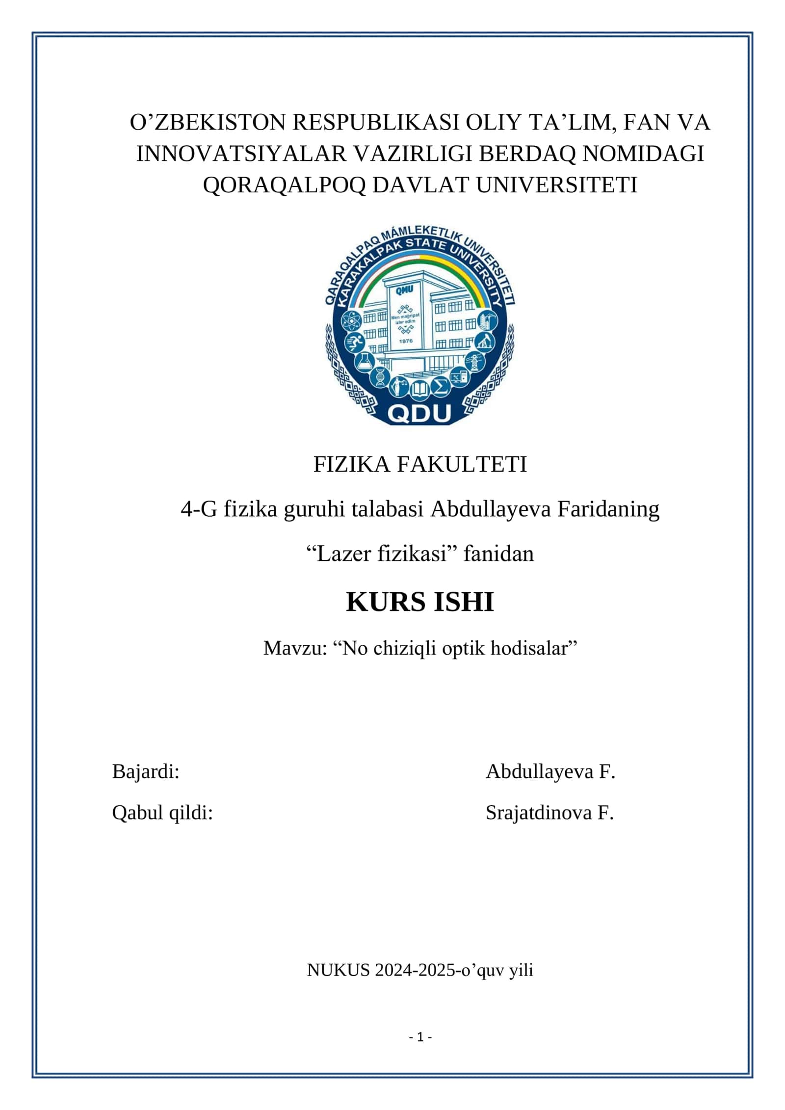 No chiziqli optik hodisalar 1