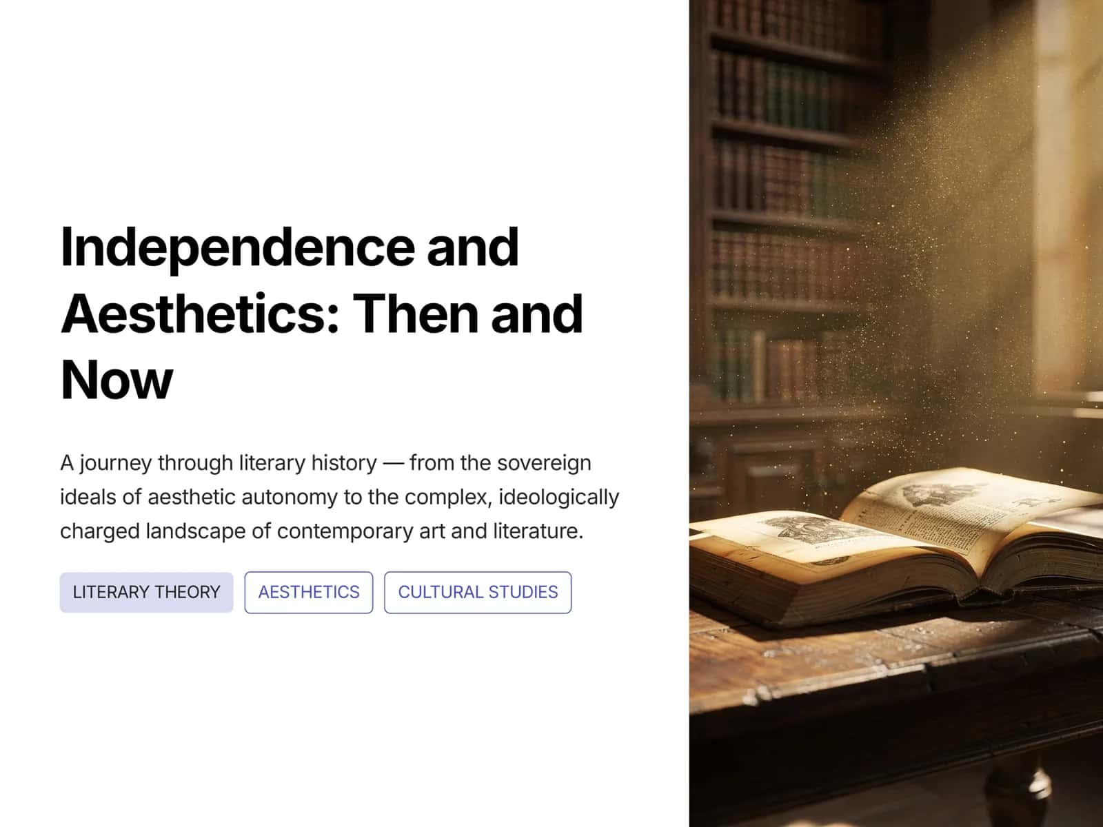Independence and Aesthetics: Then and Now 1