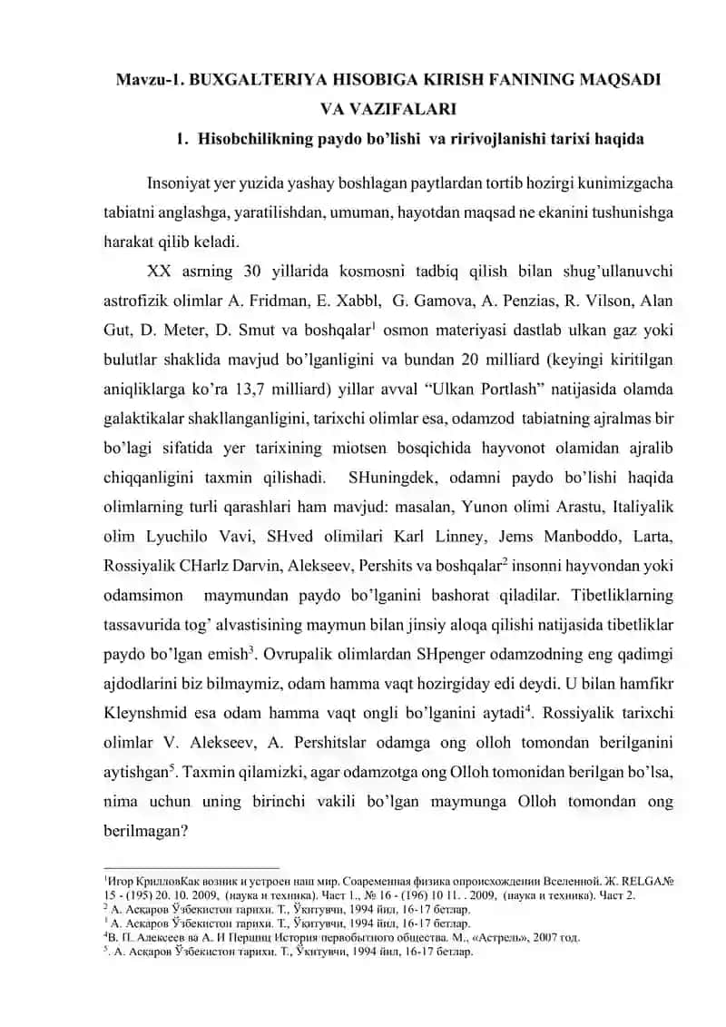 BUXGALTERIYA HISOBIGA KIRISH FANI