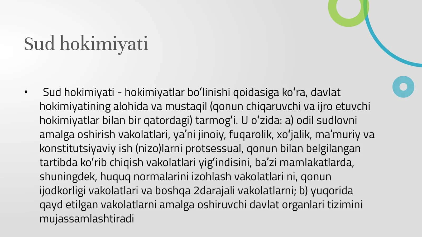Sud hokimiyati va OAV 1
