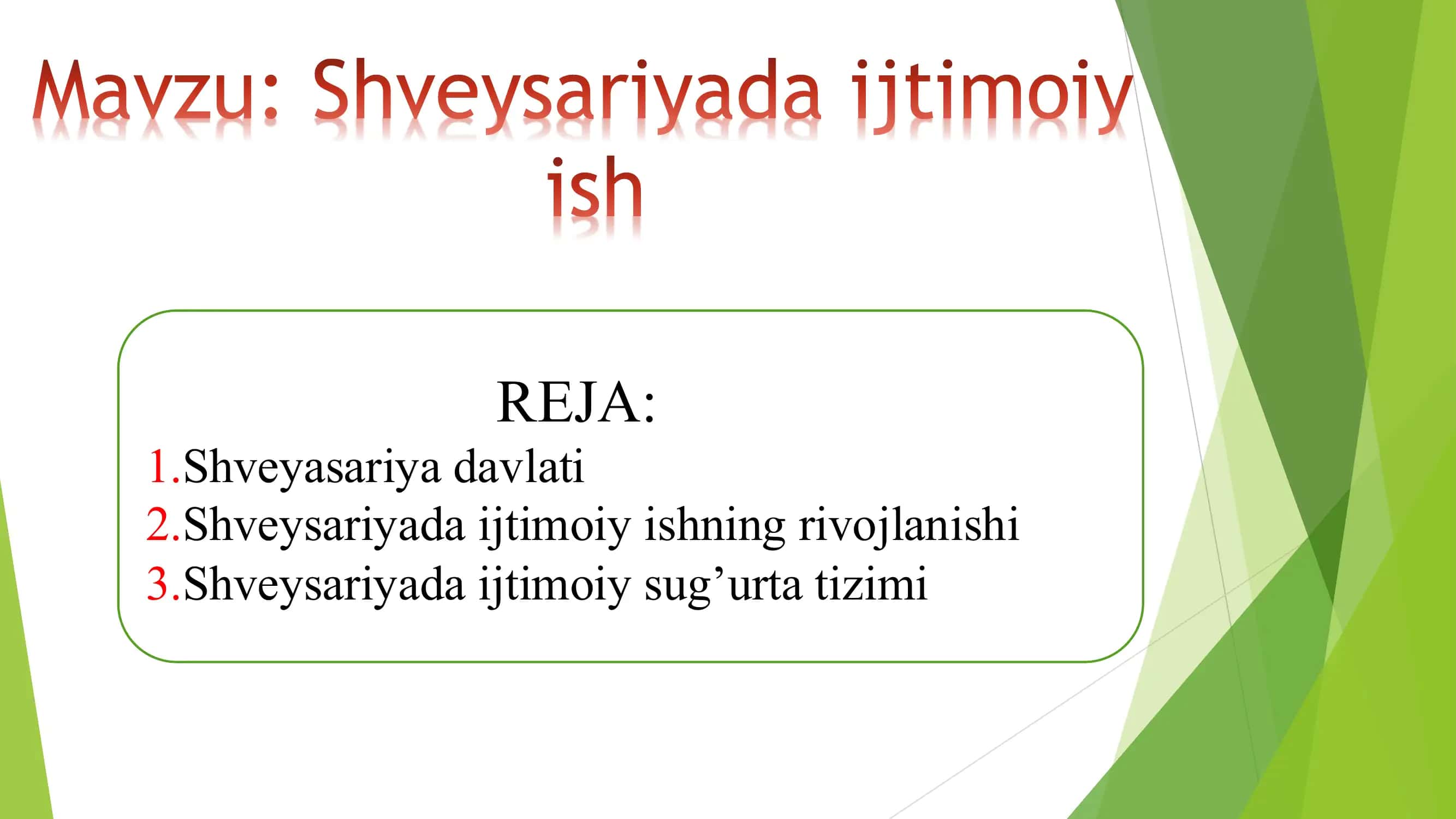 Shveysariyada ijtimoiy ish 1