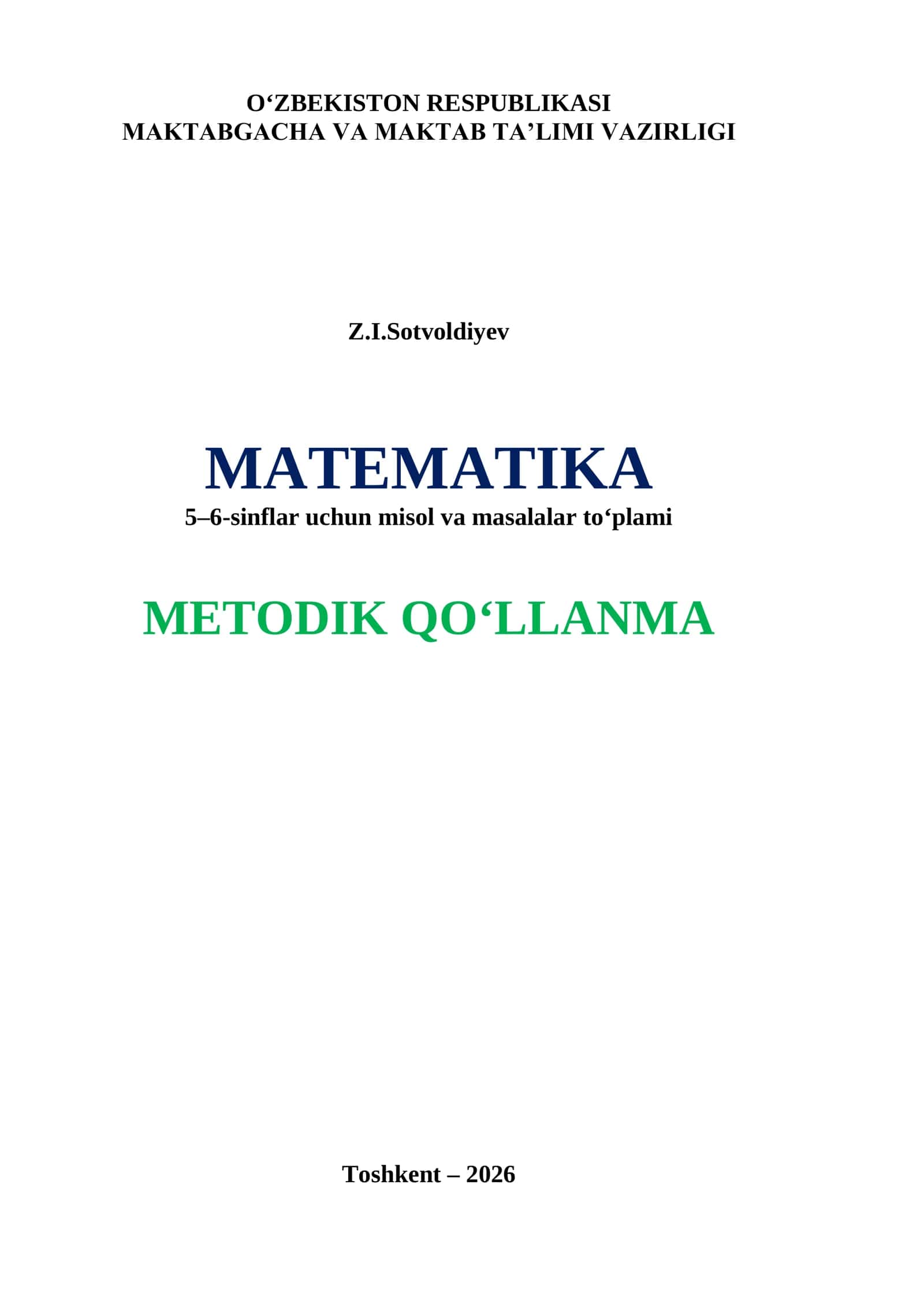 Matematika (5–6-sinflar uchun misol va masalalar to‘plami) 1