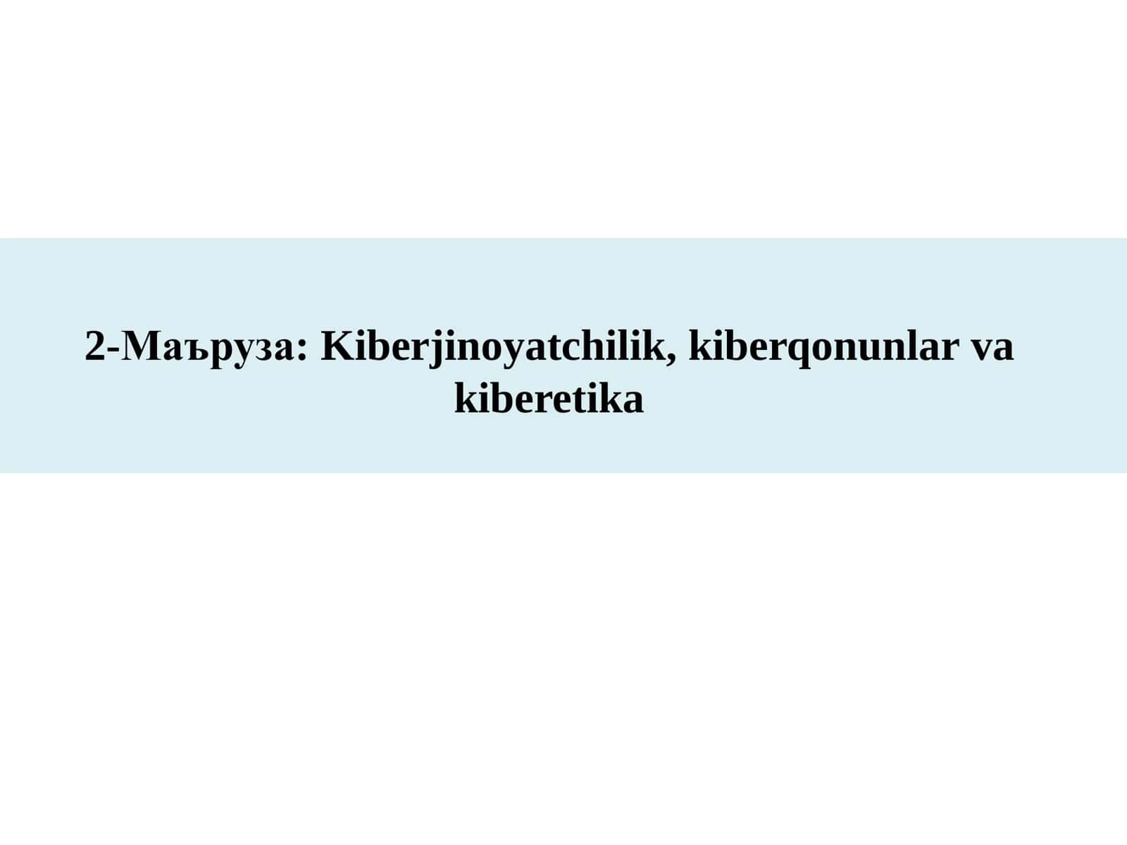 Kiberjinoyatchilik, kiberqonunlar va kiberetika 1