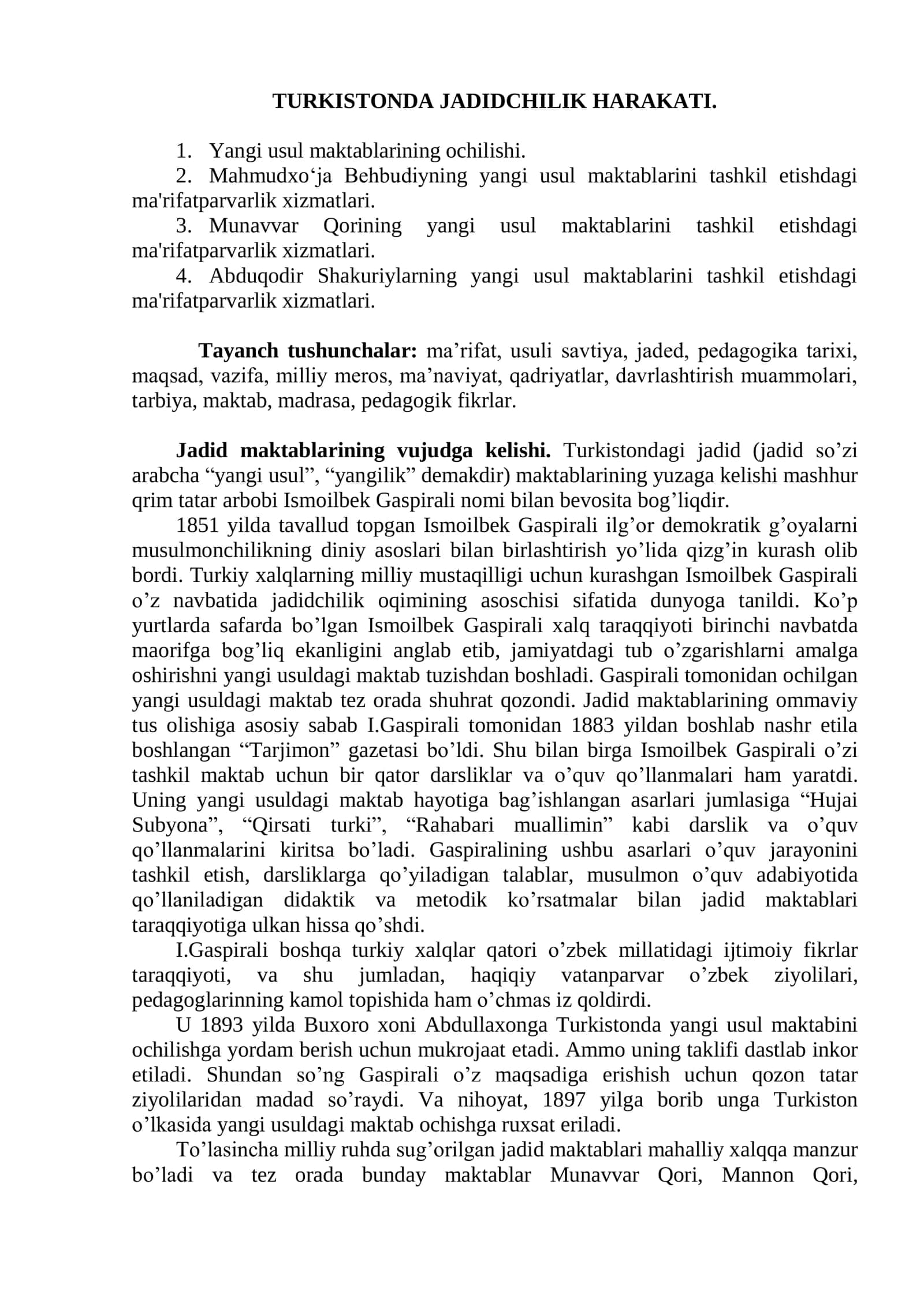 Turkistonda Jadidchilik Harakati 1