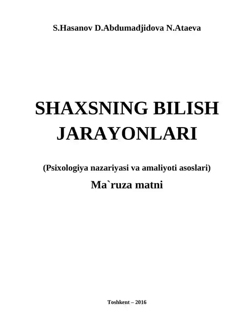 SHAXSNING BILISH JARAYONLARI