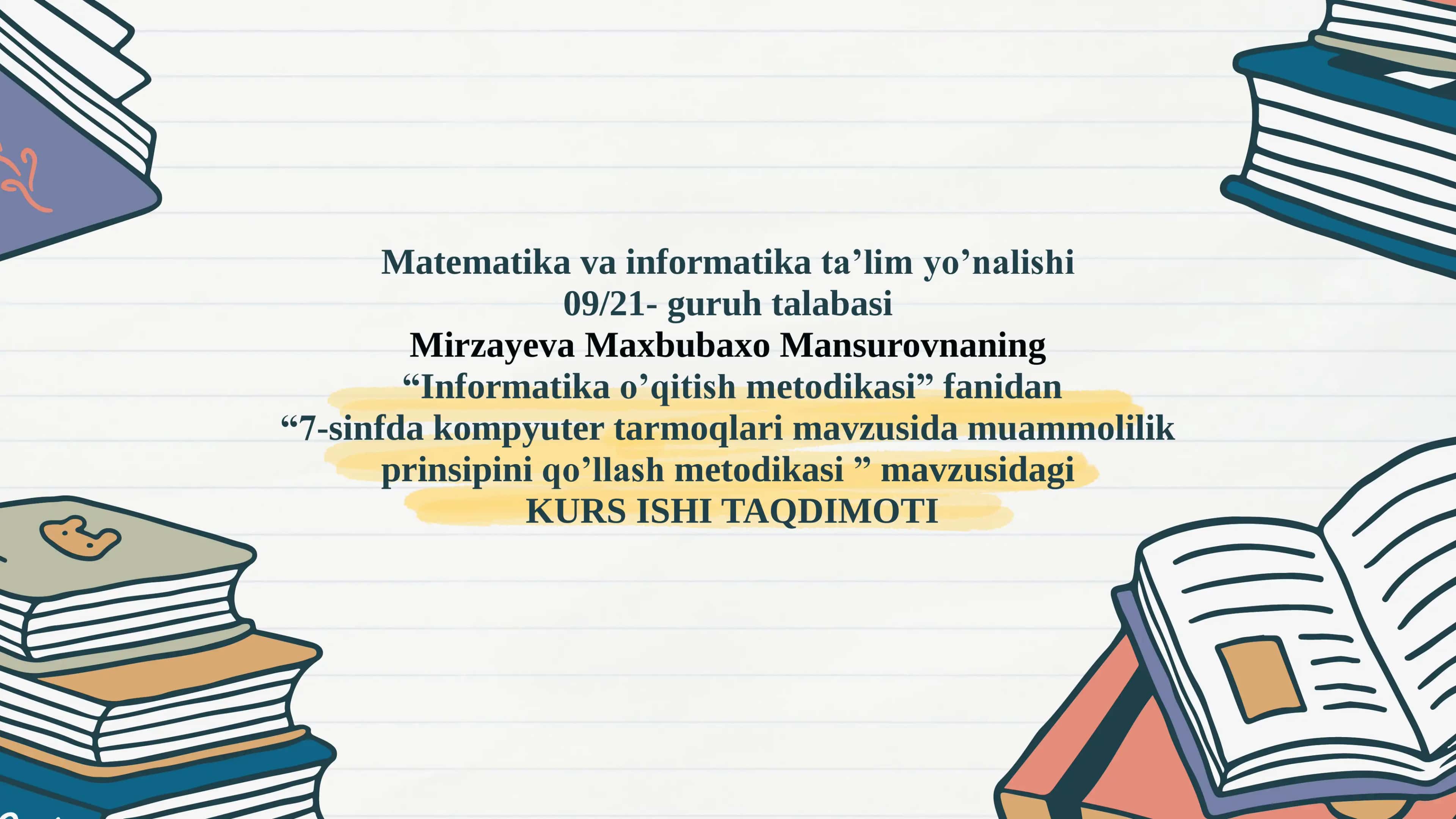 Informatika o’qitish metodikasi 1