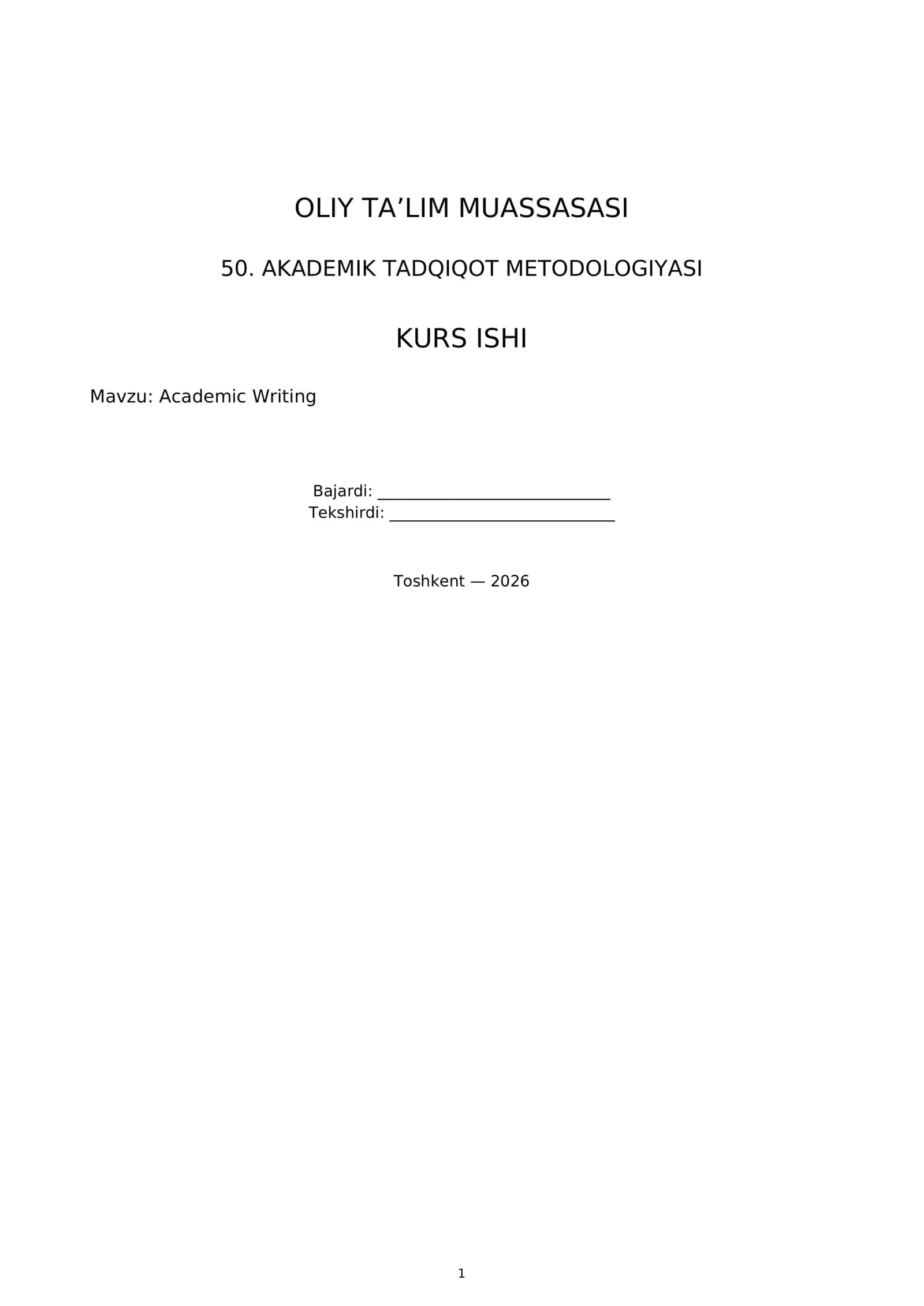 Academic Writing 1