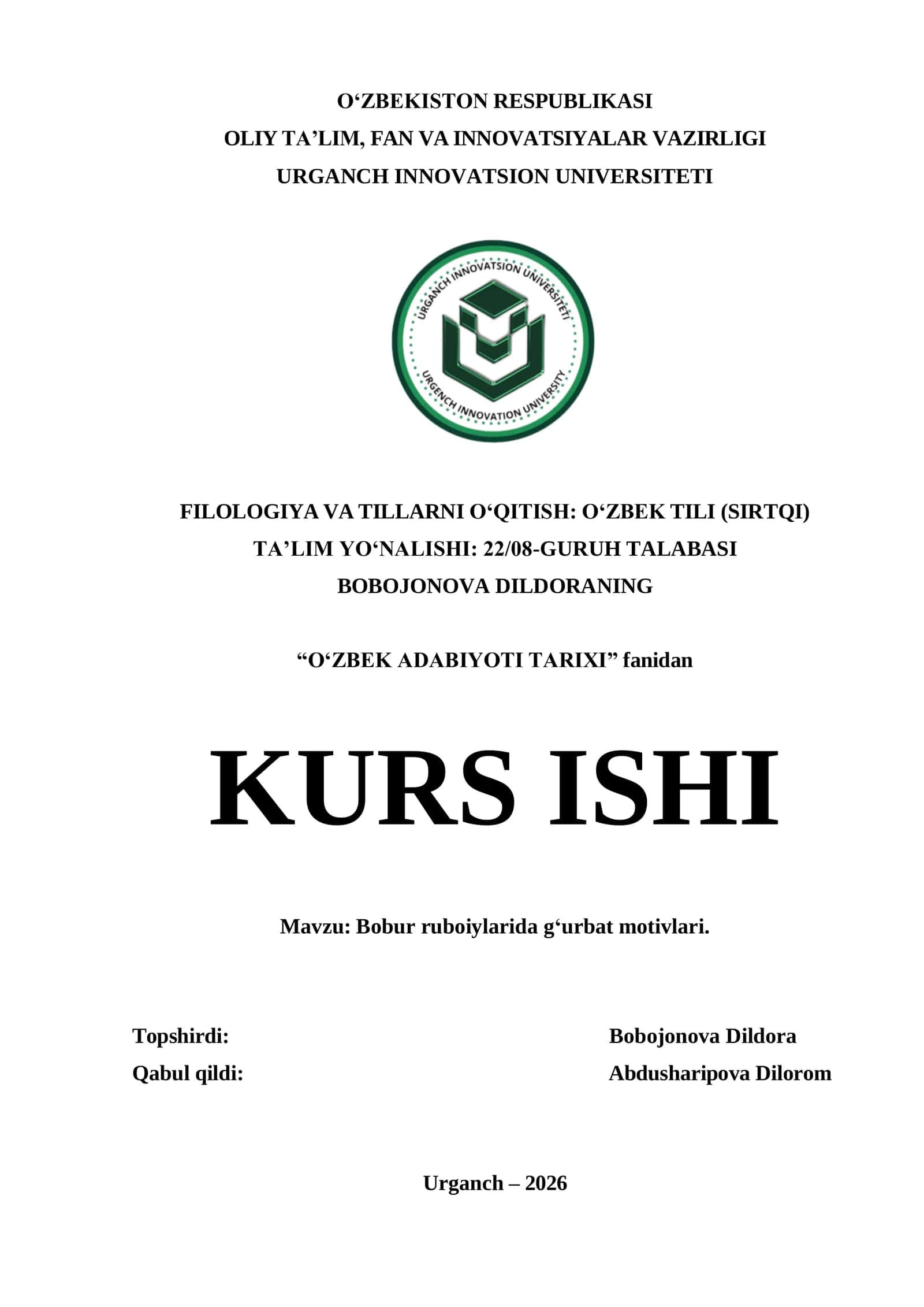 Bobur ruboiylarida g‘urbat motivlari 1
