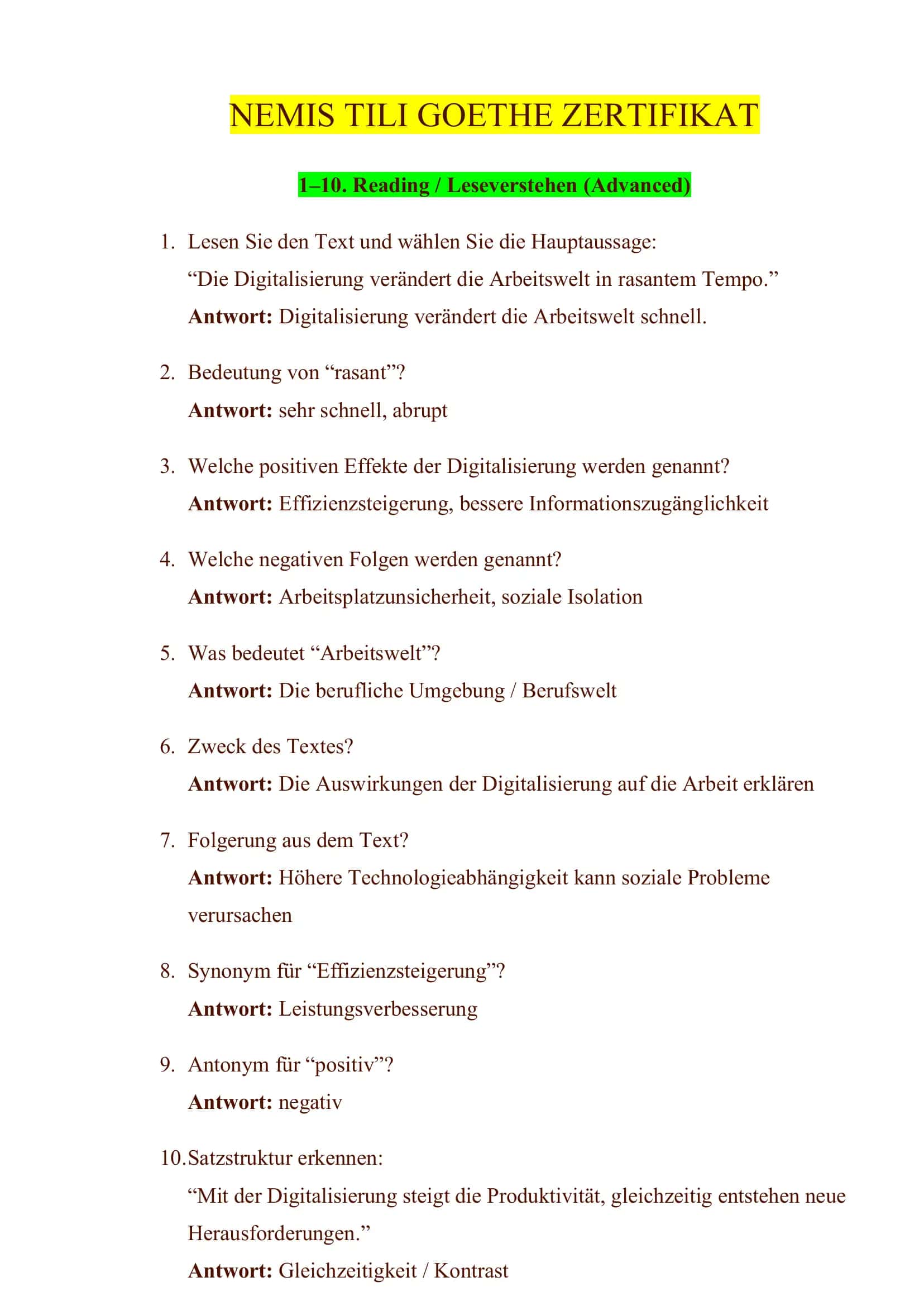 NEMIS TILI GOETHE ZERTIFIKAT 1