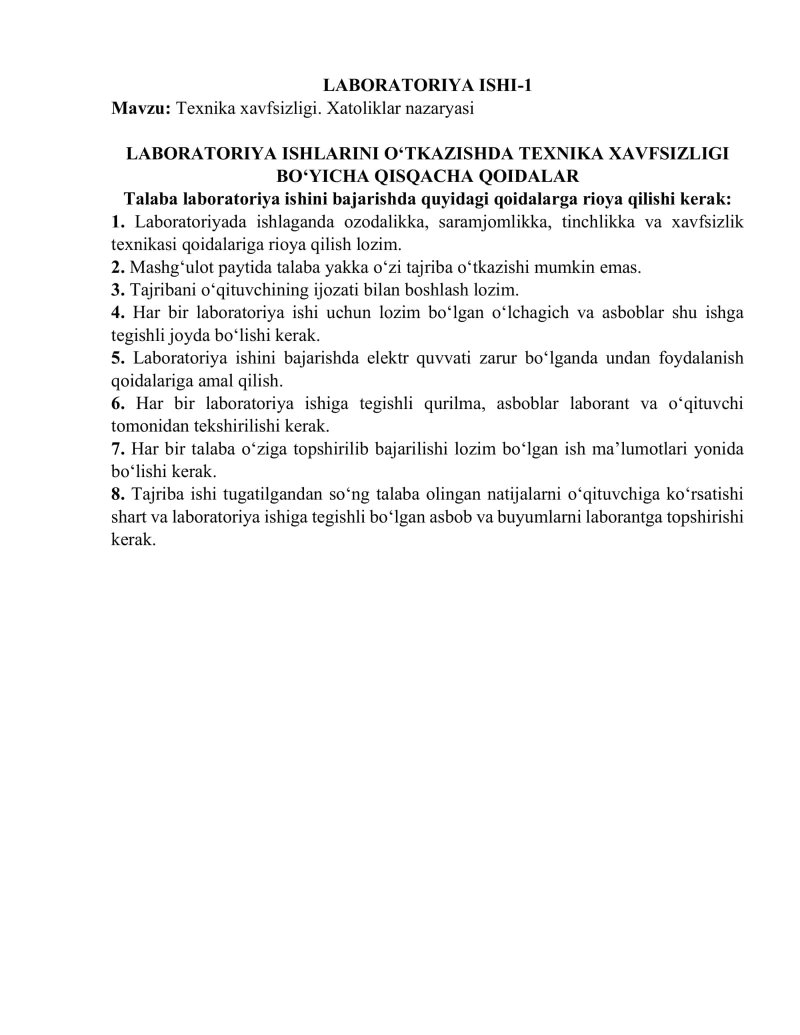 Labarotoriya ish 1