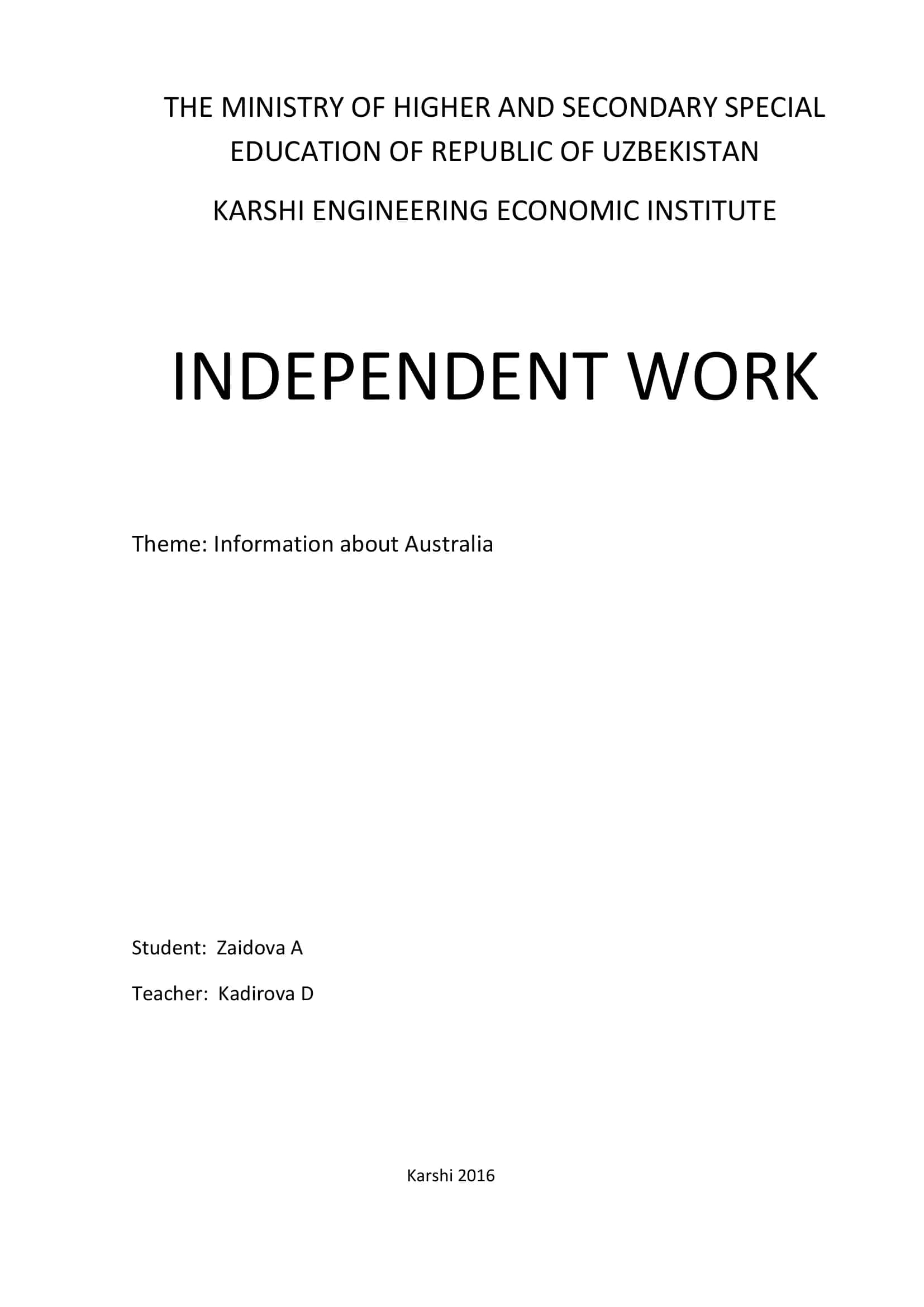 Information About Australia 1