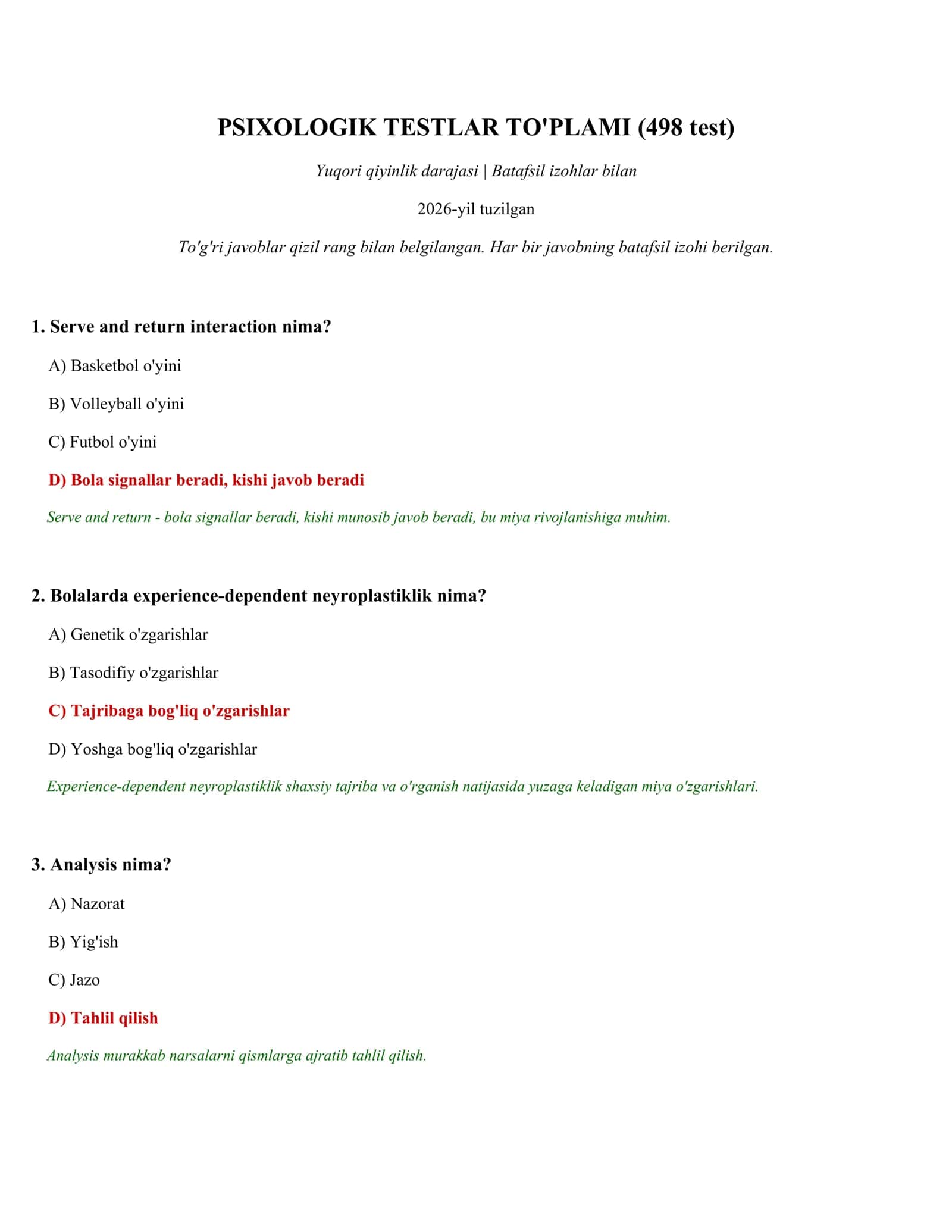 PSIXOLOGIK TESTLAR TO'PLAMI (498 test) 1