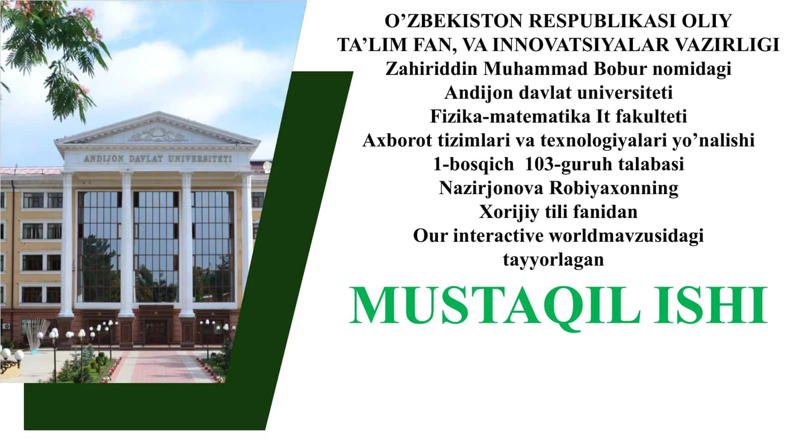 Our interactive world mavzusi 1