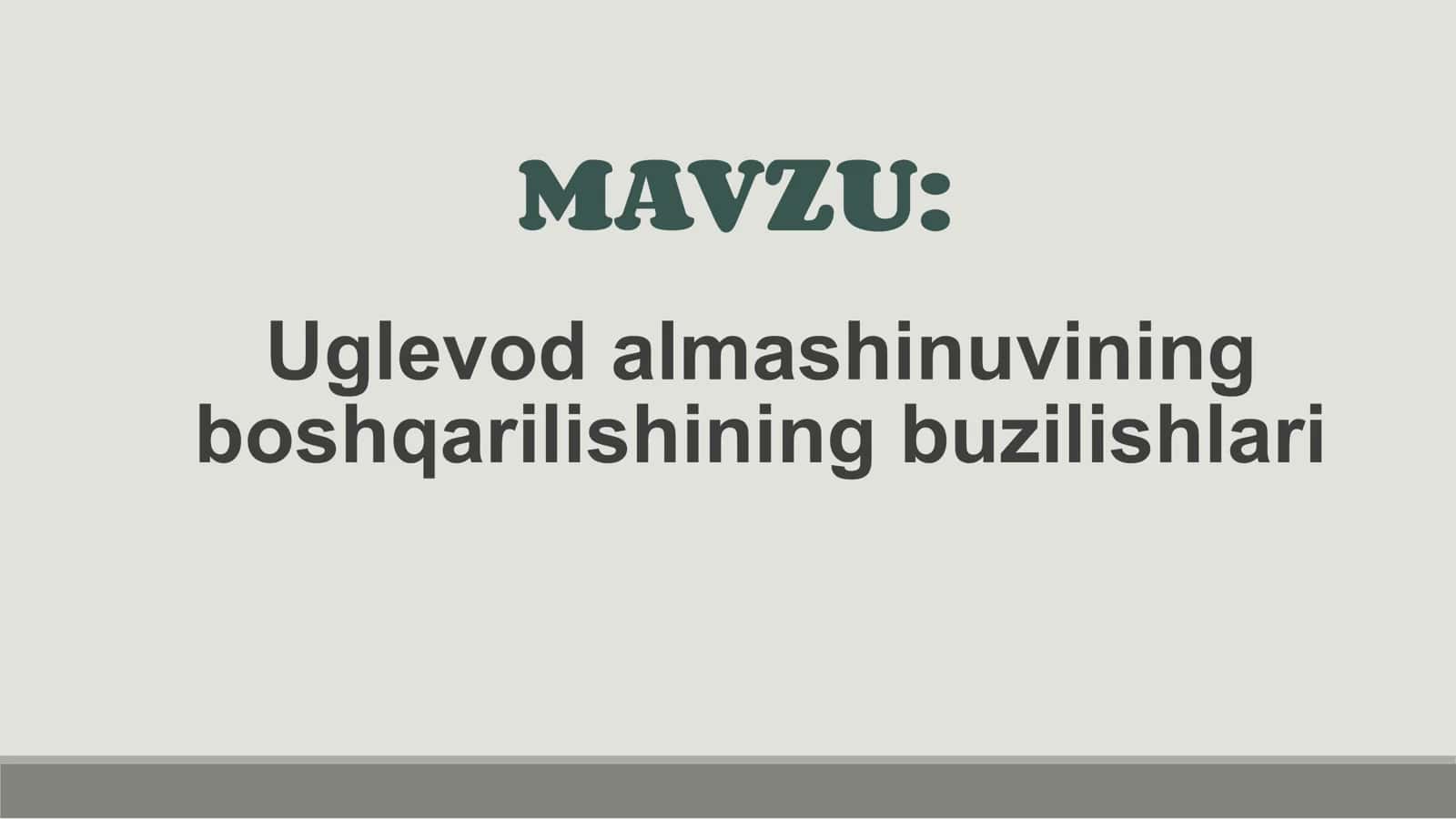 Uglevod almashinuvining boshqarilishi 1