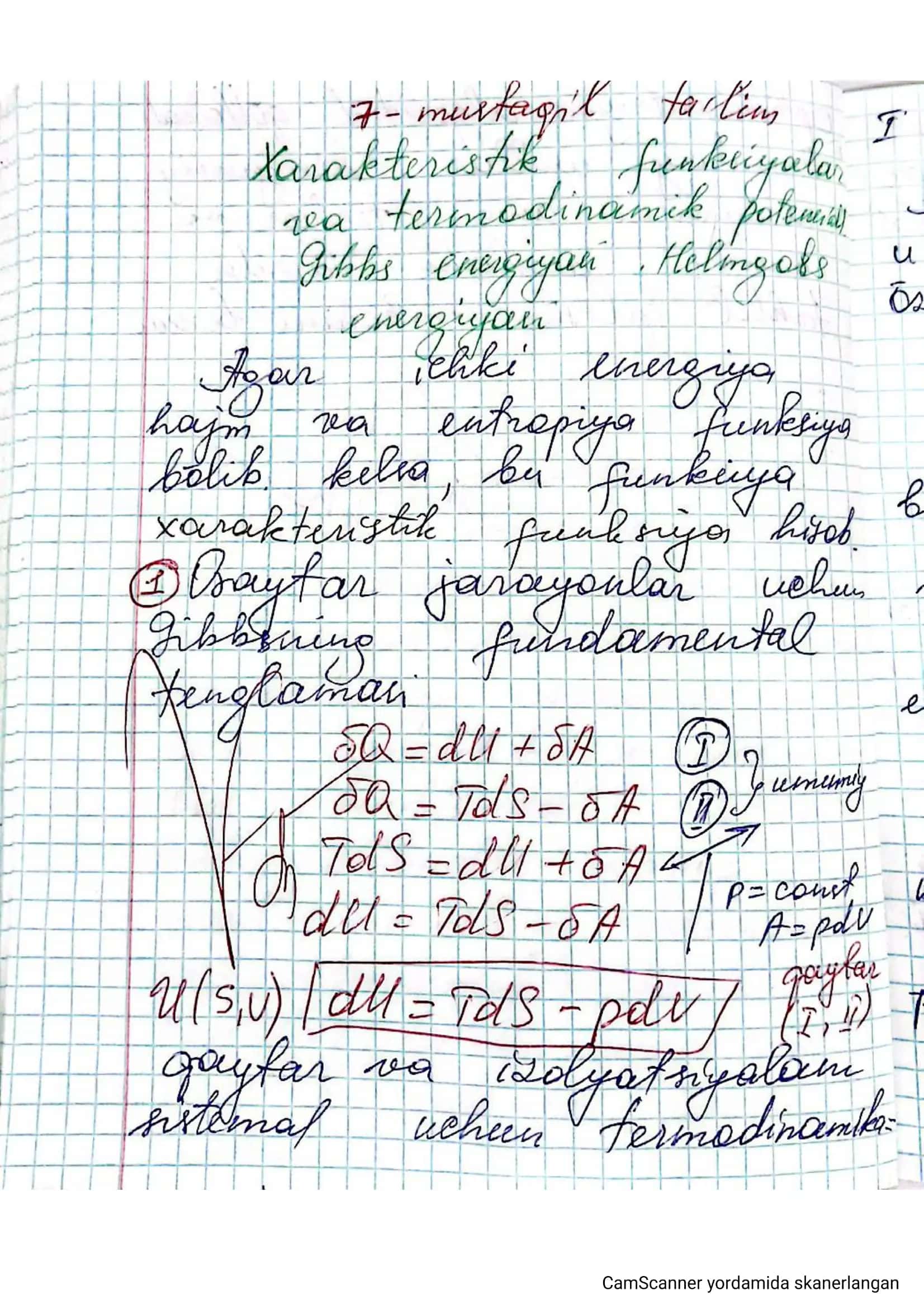 Termodinamikaning xarakteristik funksiyalari 1