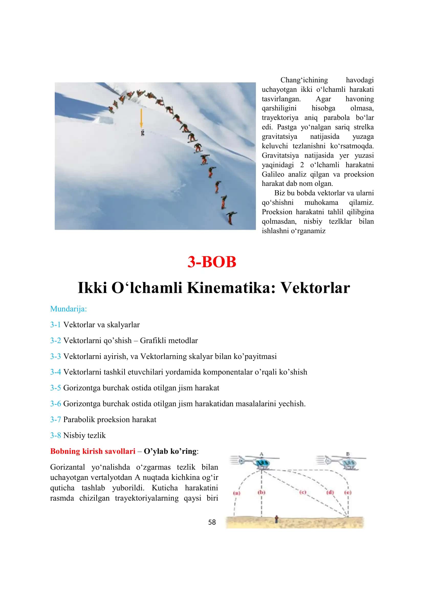 Ikki O‘lchamli Kinematika: Vektorlar 1