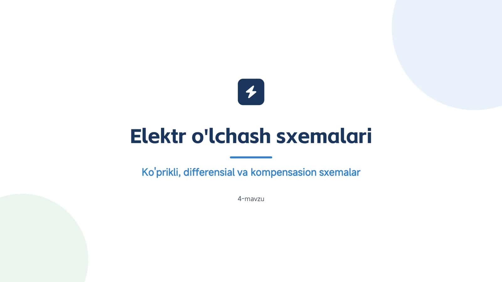 Elektr o'lchash sxemalari 1