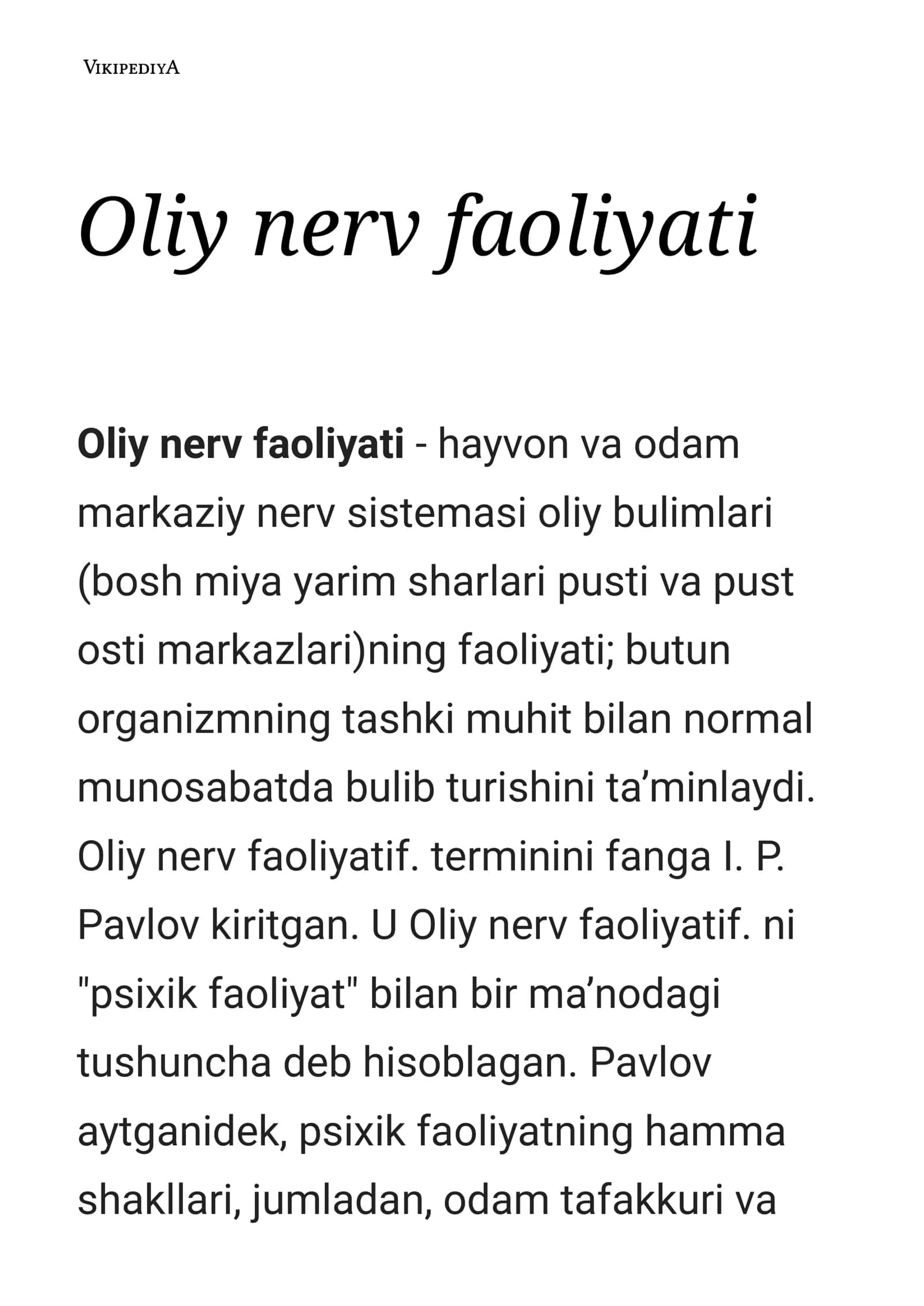 Oliy nerv faoliyati 1