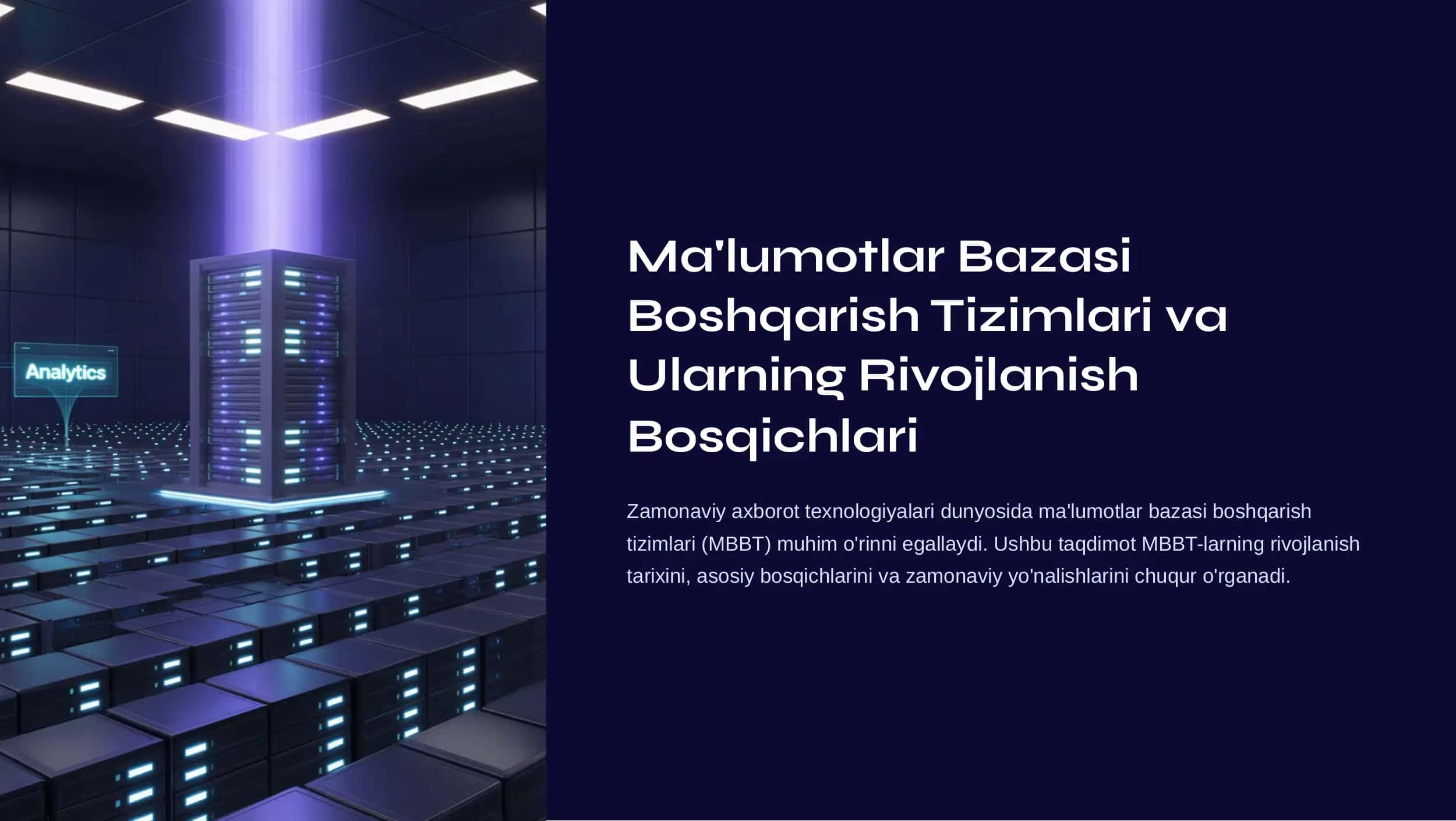 Ma'lumotlar Bazasi Boshqarish Tizimlari 1