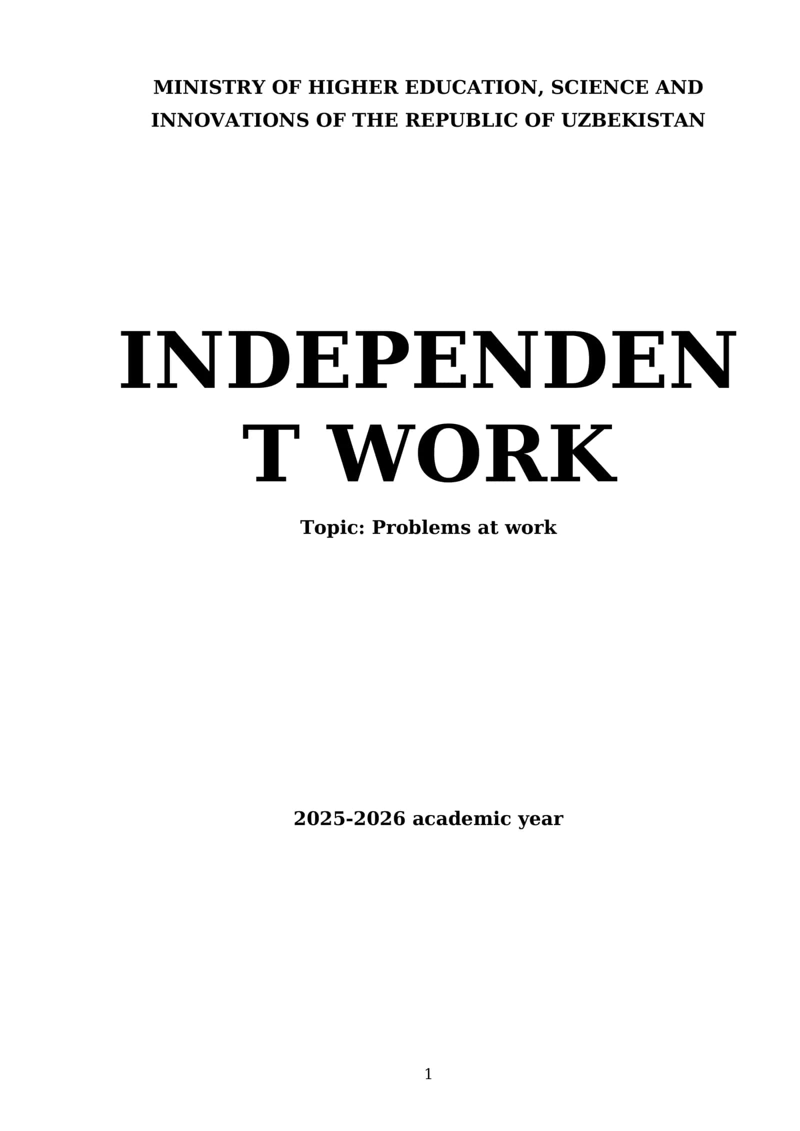 Independent Work: Problems at Work 1