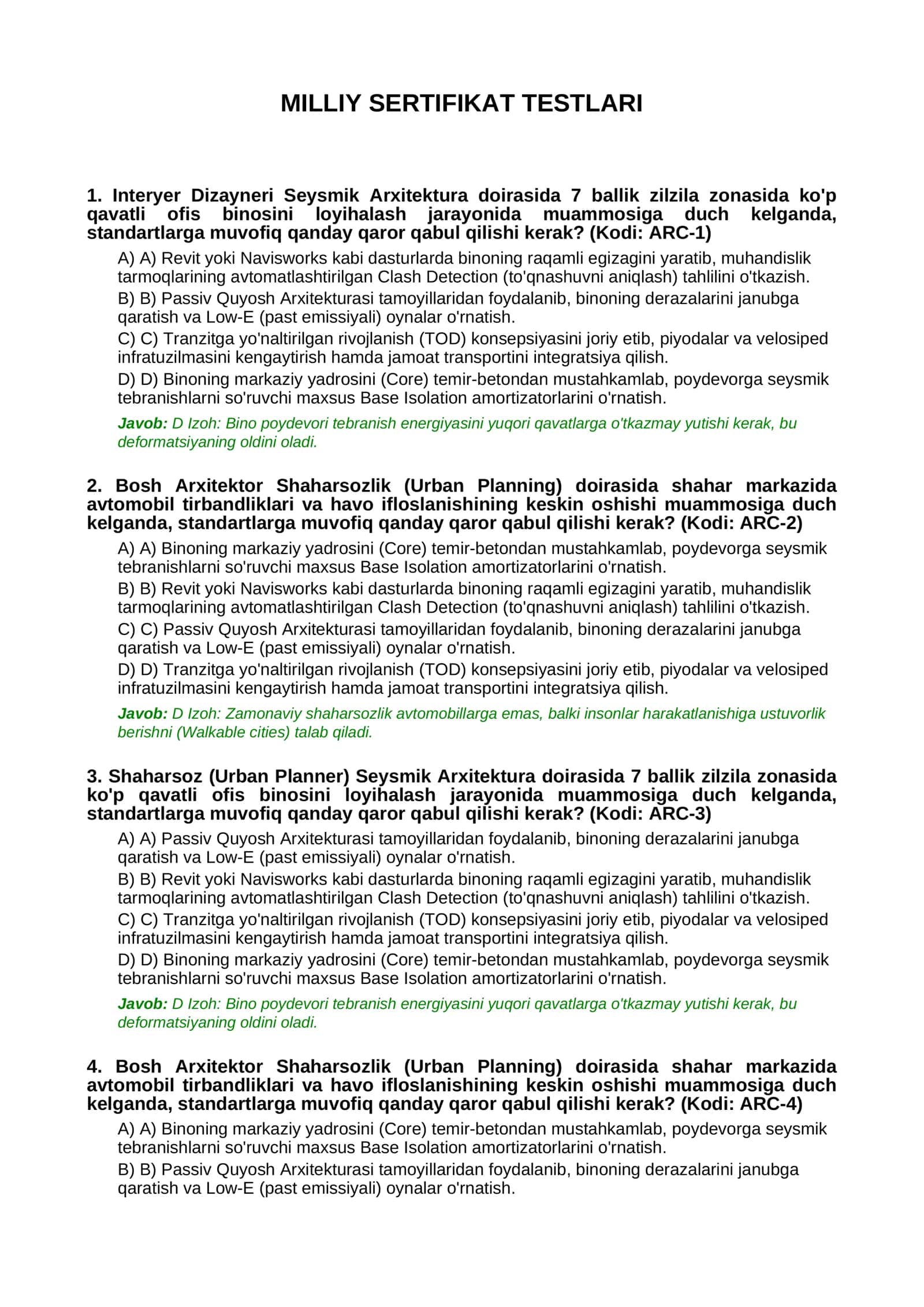 MILLIY SERTIFIKAT TESTLARI 1