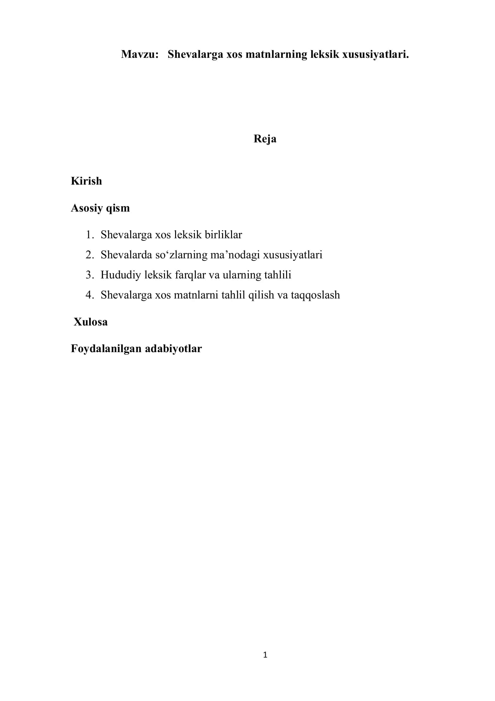 Shevalarga xos matnlarning leksik xususiyatlari 1