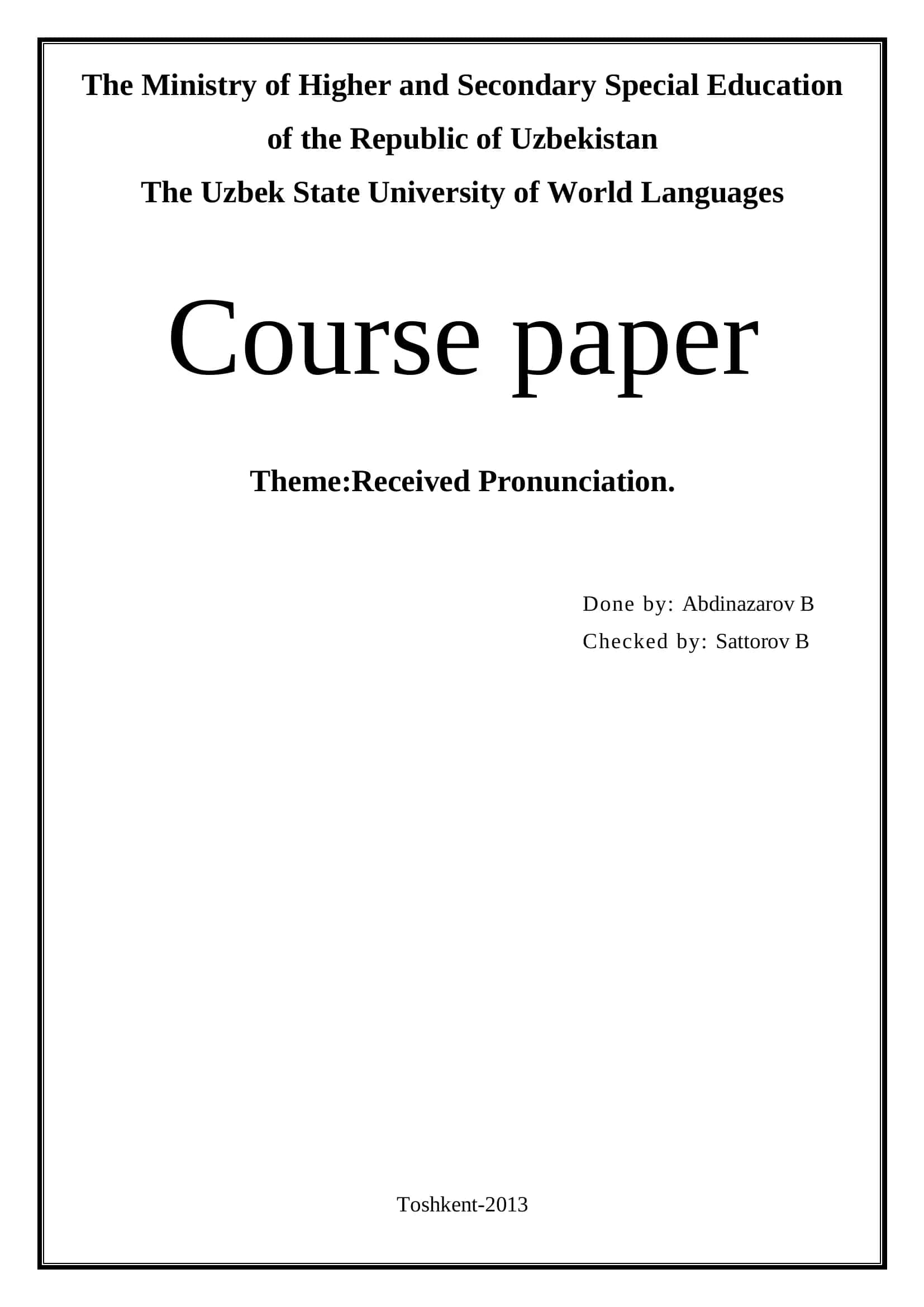 Course paper on Received Pronunciation 1