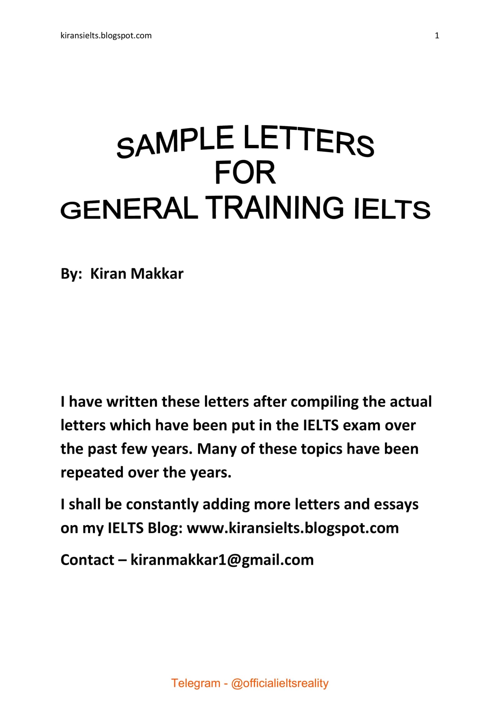 INGLIZ TILI-makkar general training letters. 1