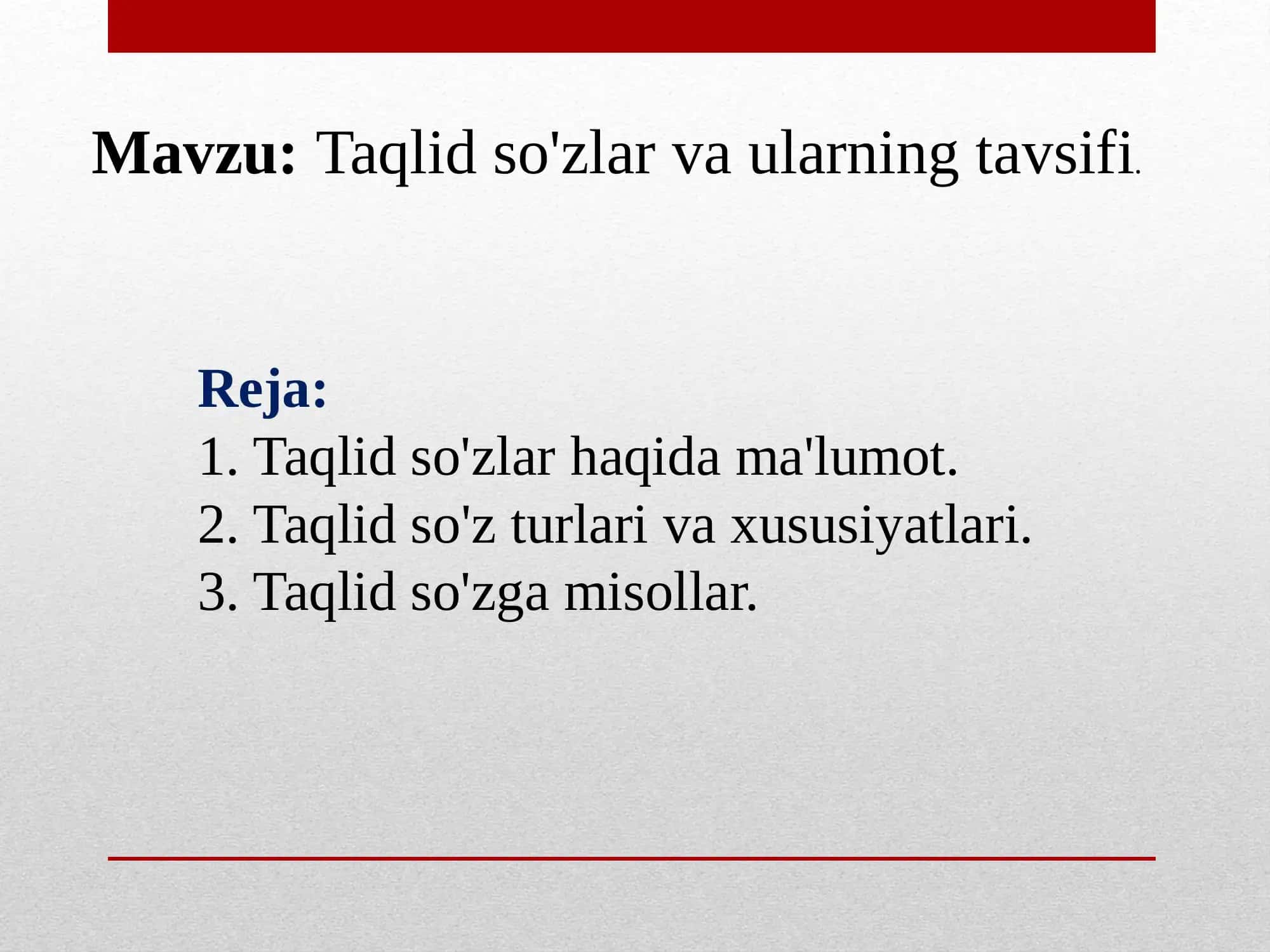 Taqlid so'zlar va ularning tavsifi 1