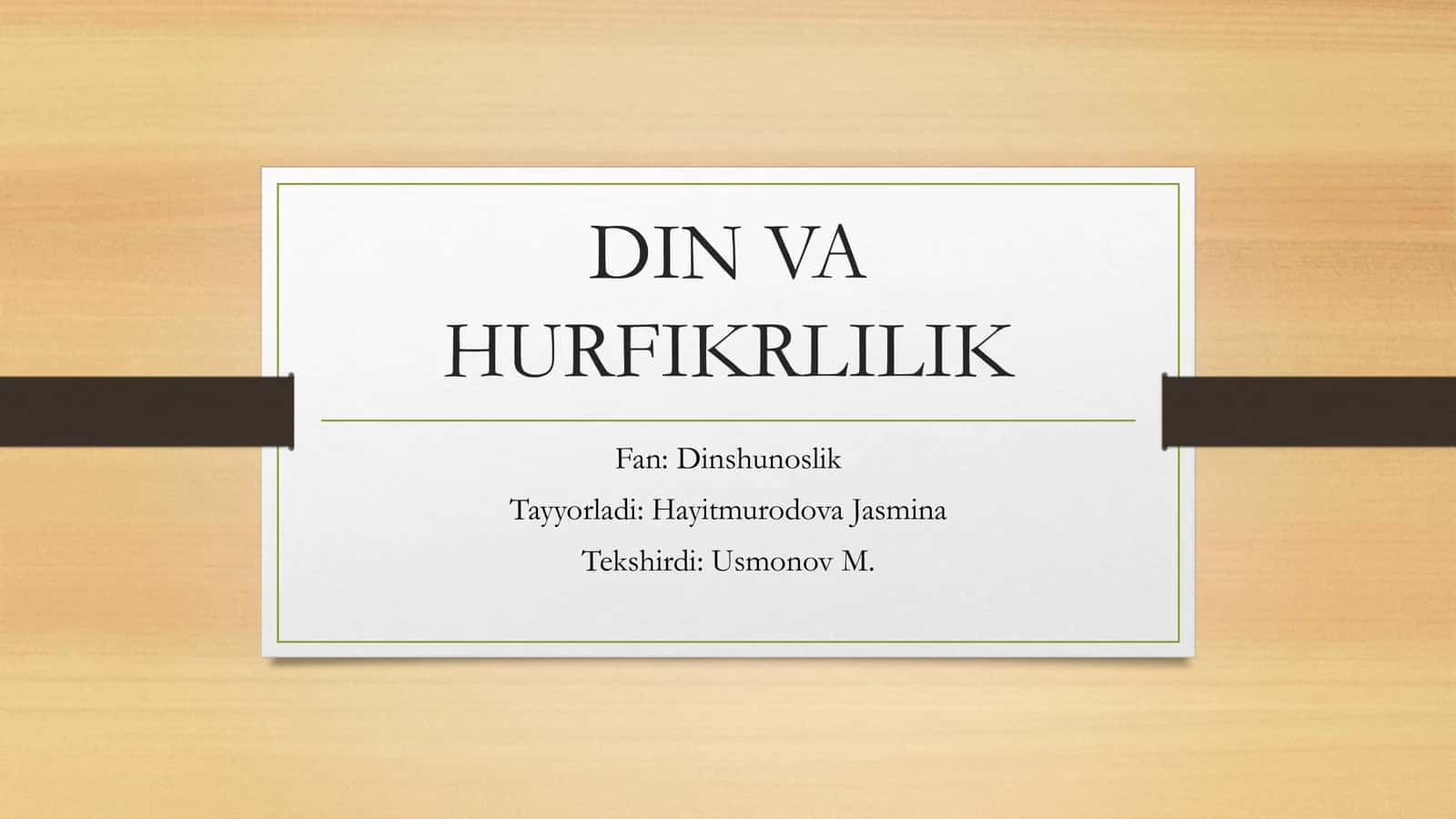 DIN VA HURFIKRLILIK 1