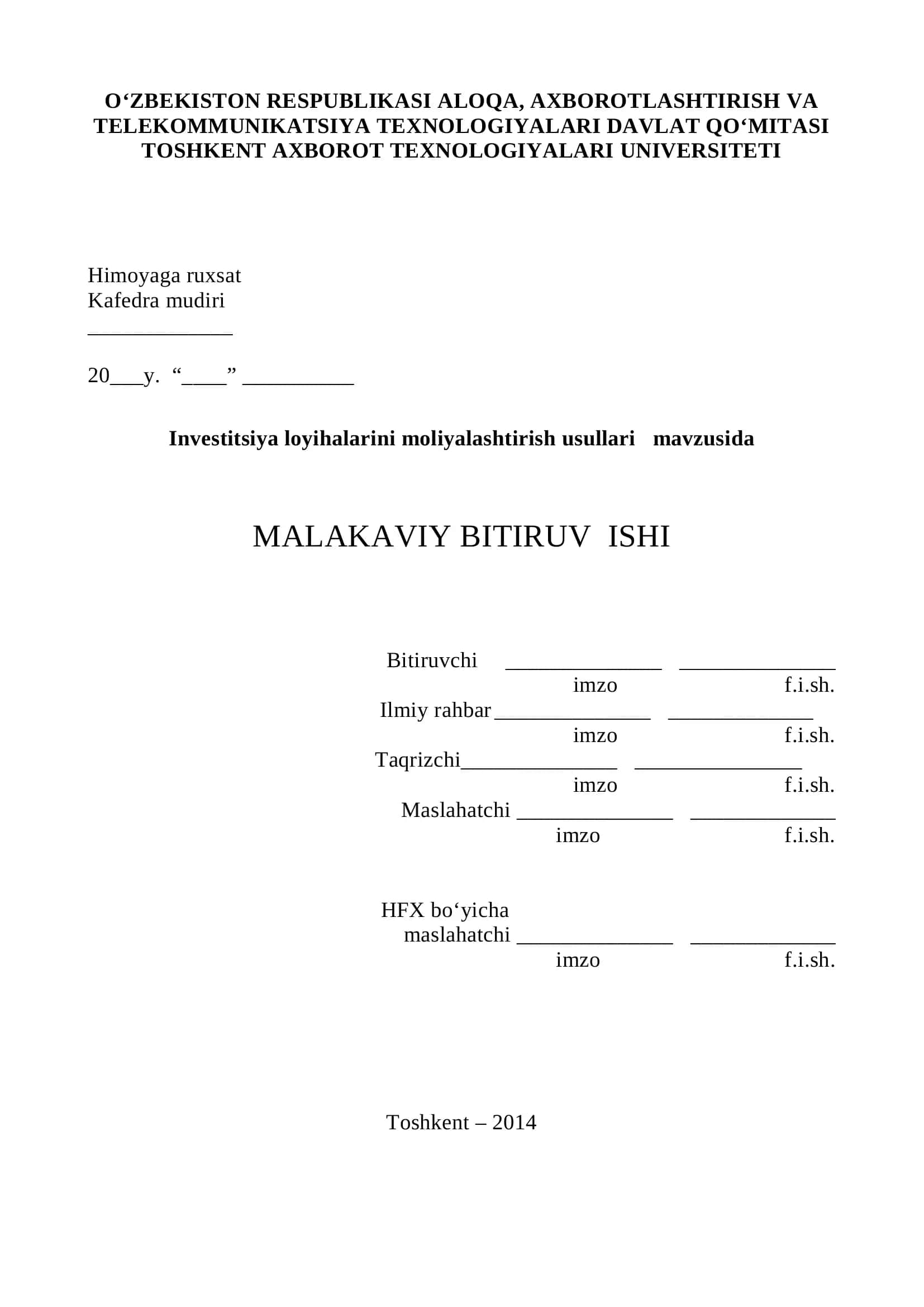 Investitsiya loyihalarini moliyalashtirish usullari 1