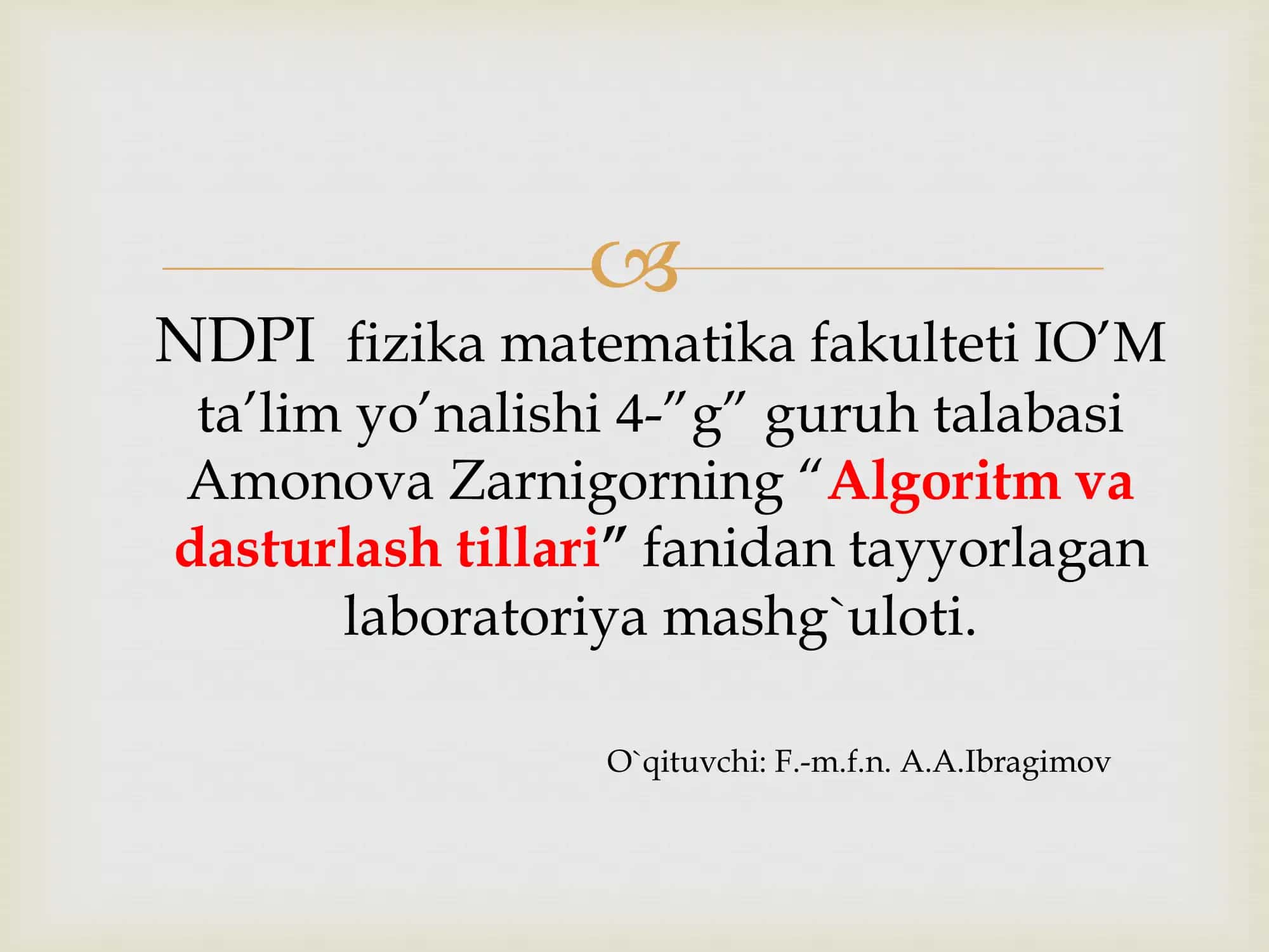 Algoritm va dasturlash tillari 1