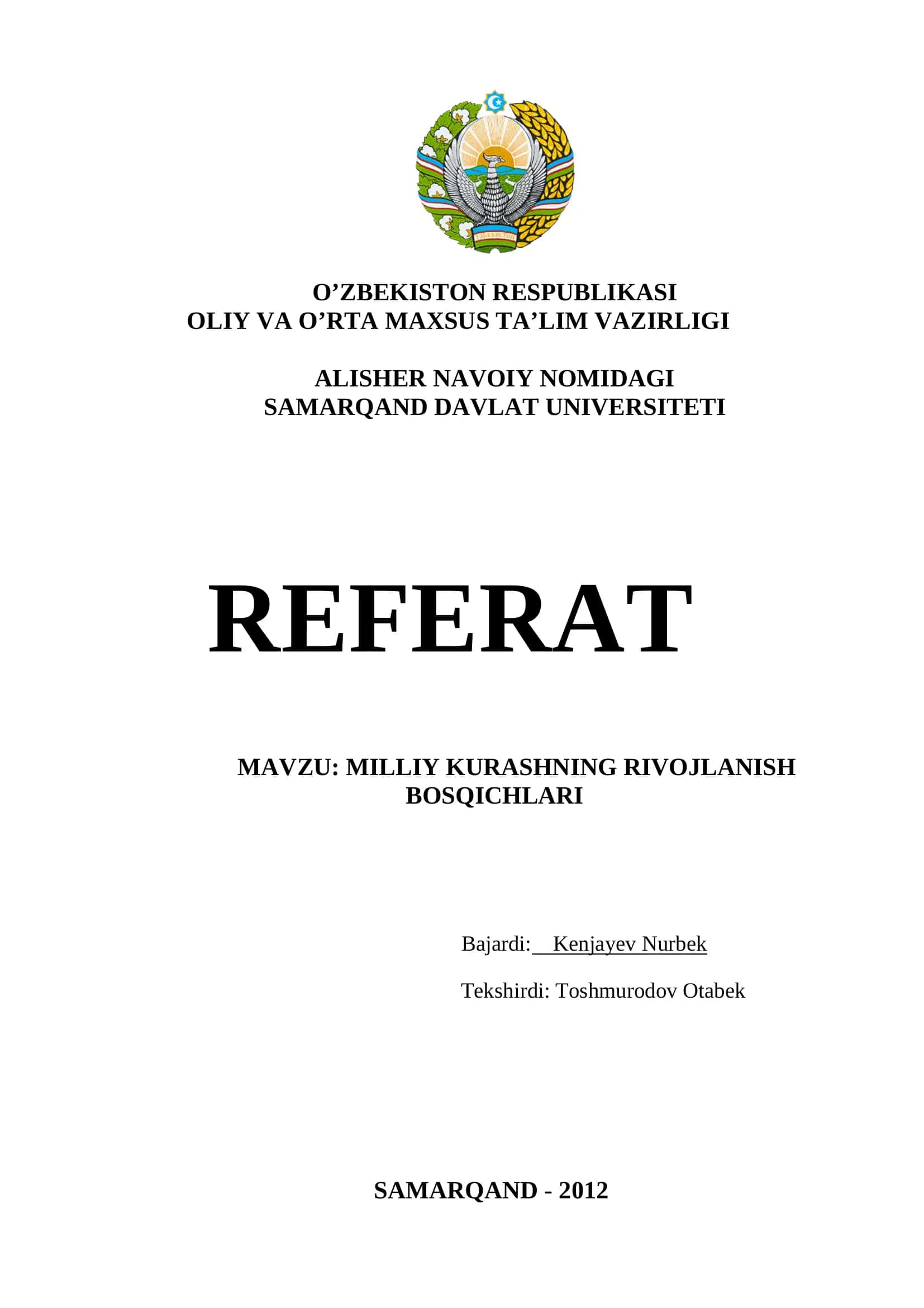 Kurashning Rivojlanishi 1