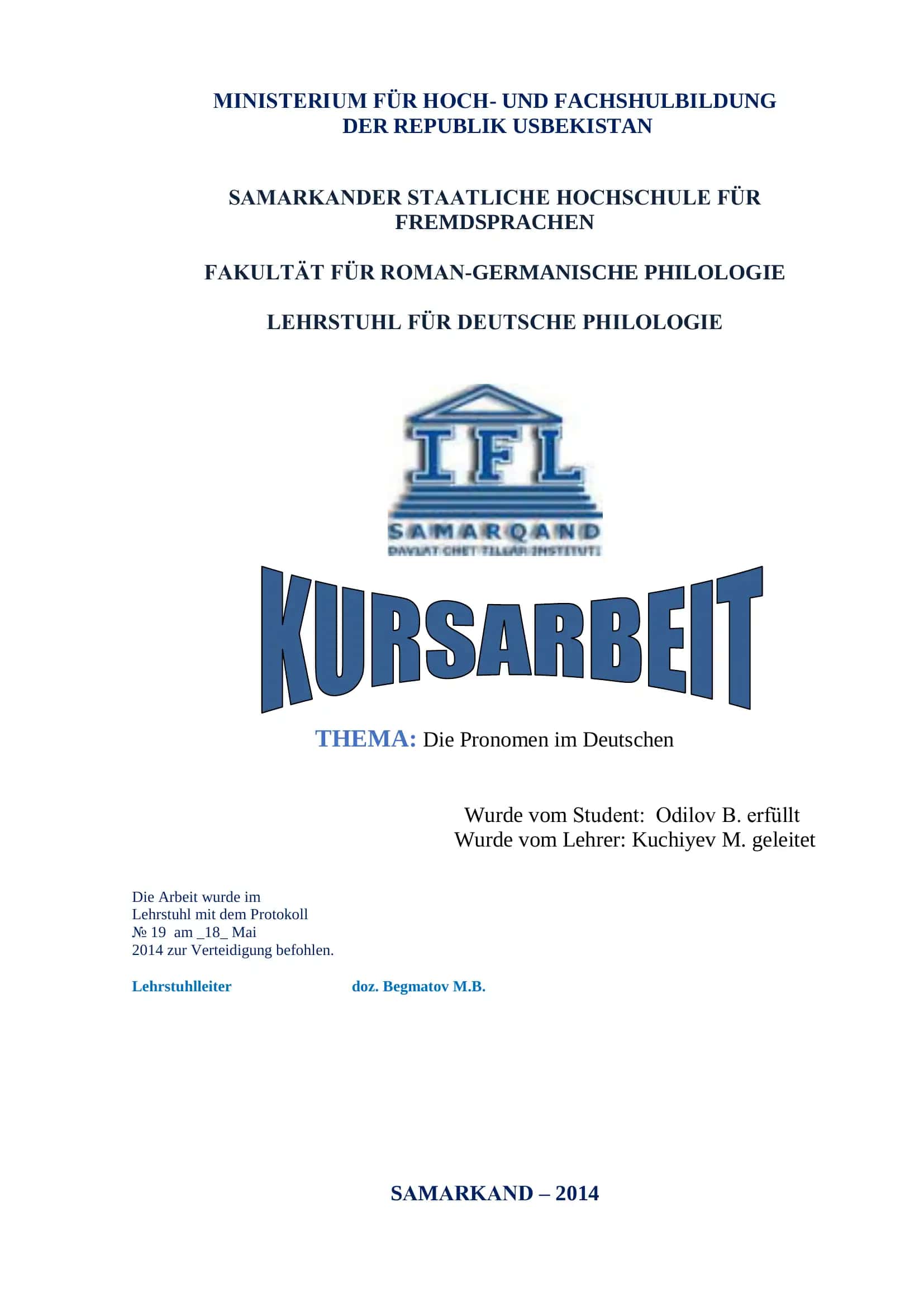 Die Pronomen im Deutschen 1