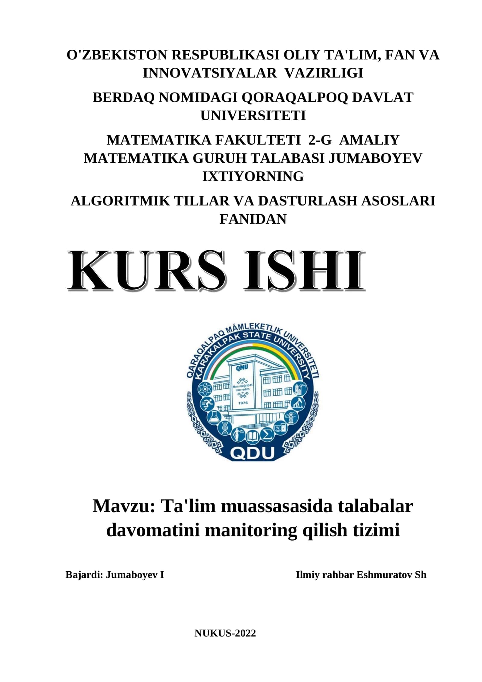 Algoritmik Tillar va Dasturlash Asoslari 1