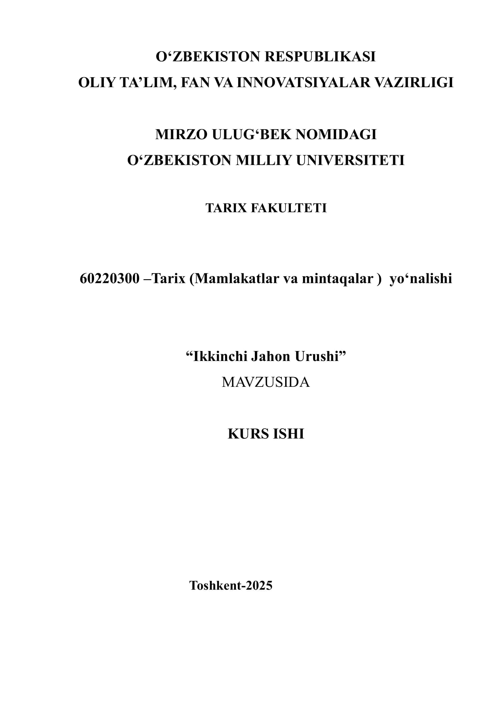 Ikkinchi Jahon Urushi 1