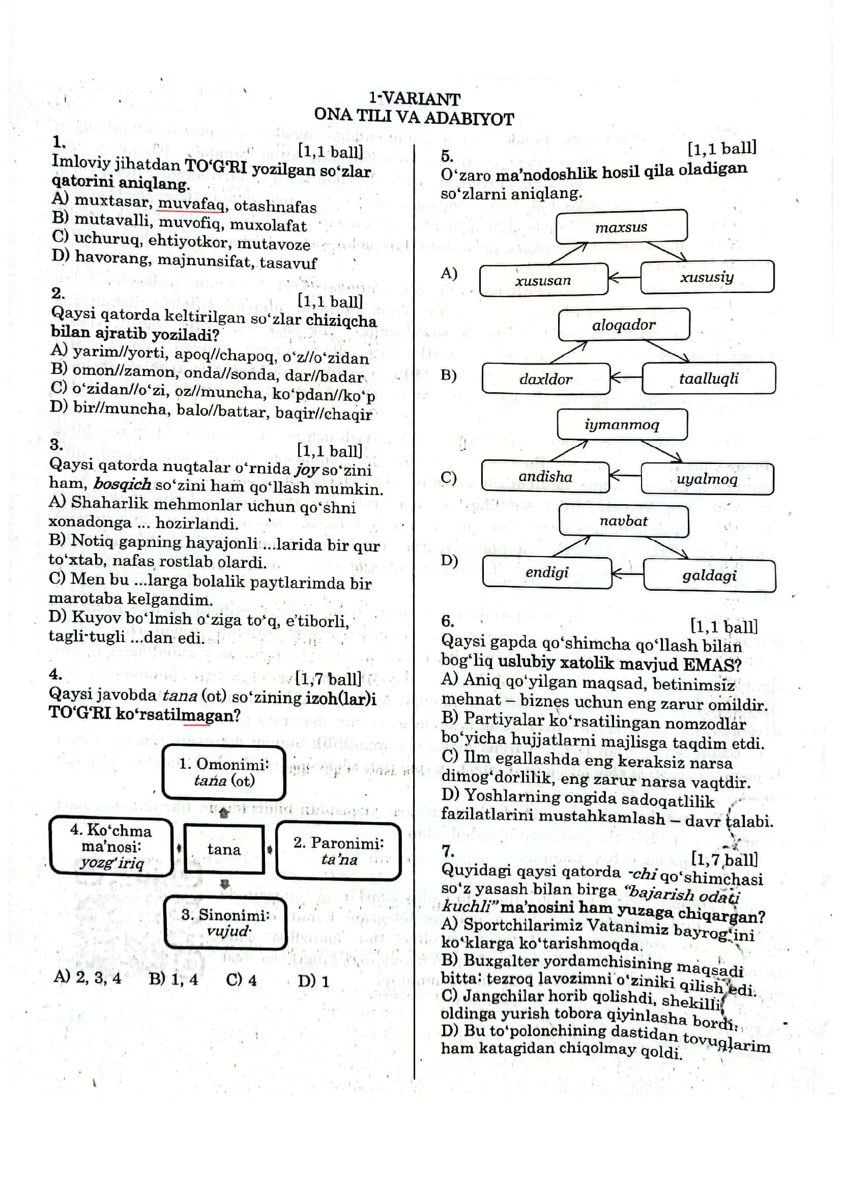 Diagnostik test milliy sertifikat 1