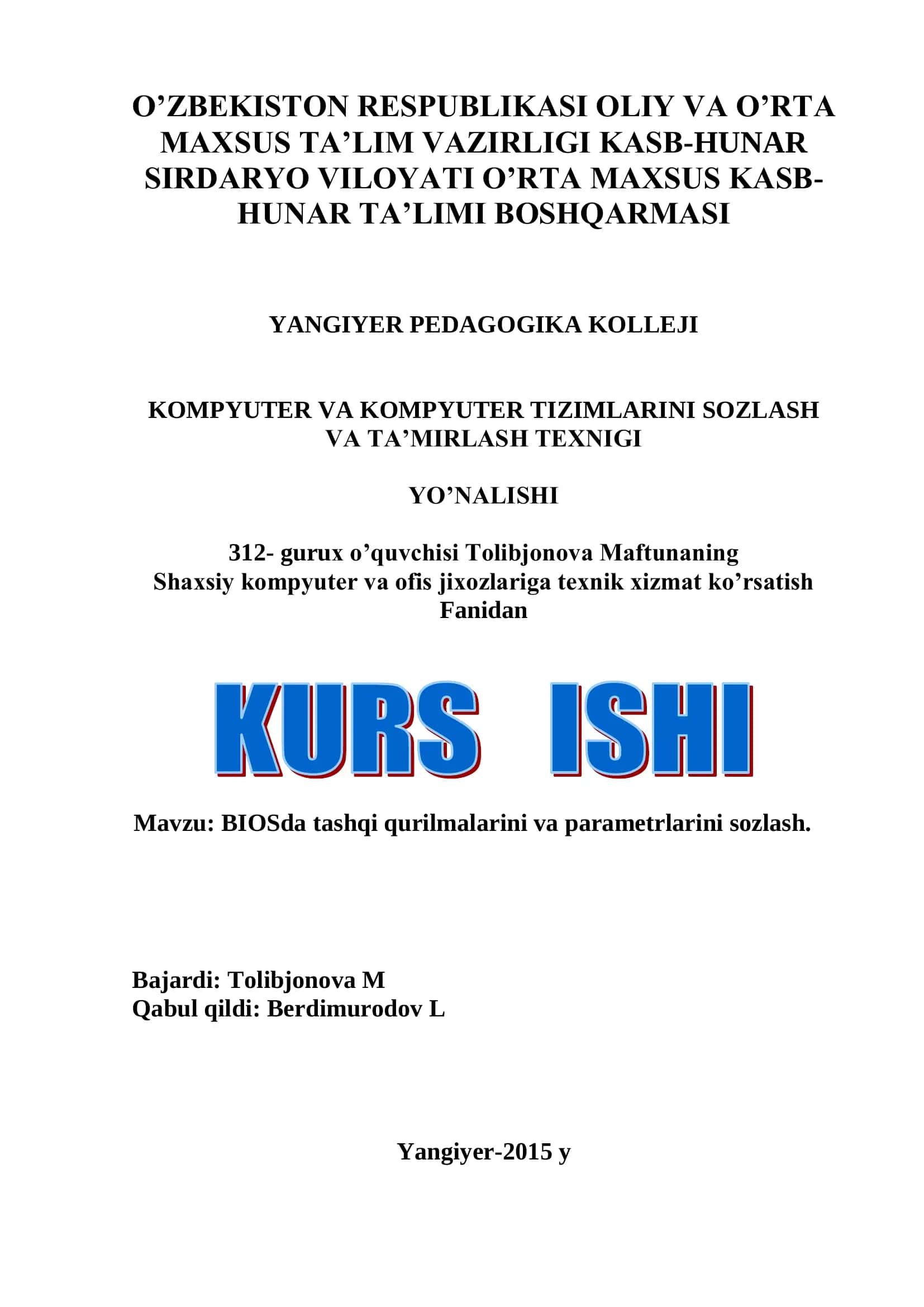 BIOSda tashqi qurilmalarini va parametrlarini sozlash 1