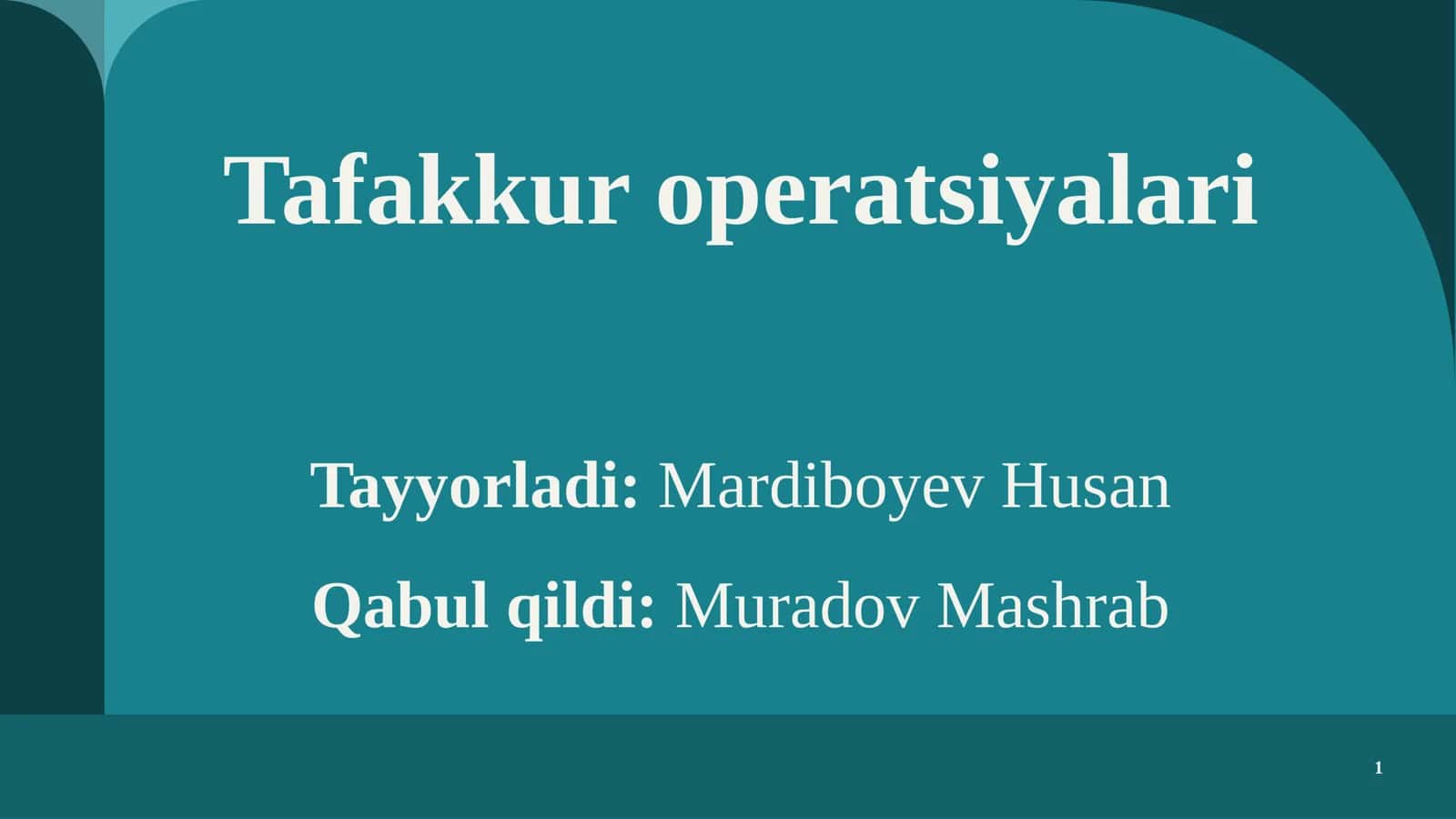 Tafakkur operatsiyalari 1