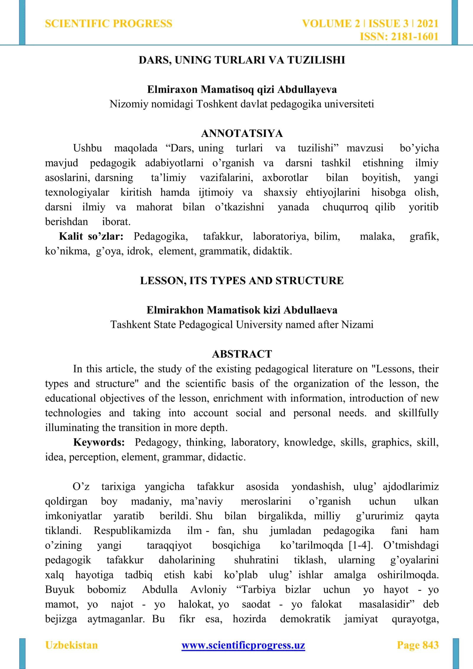 DARS, UNING TURLARI VA TUZILISHI 1