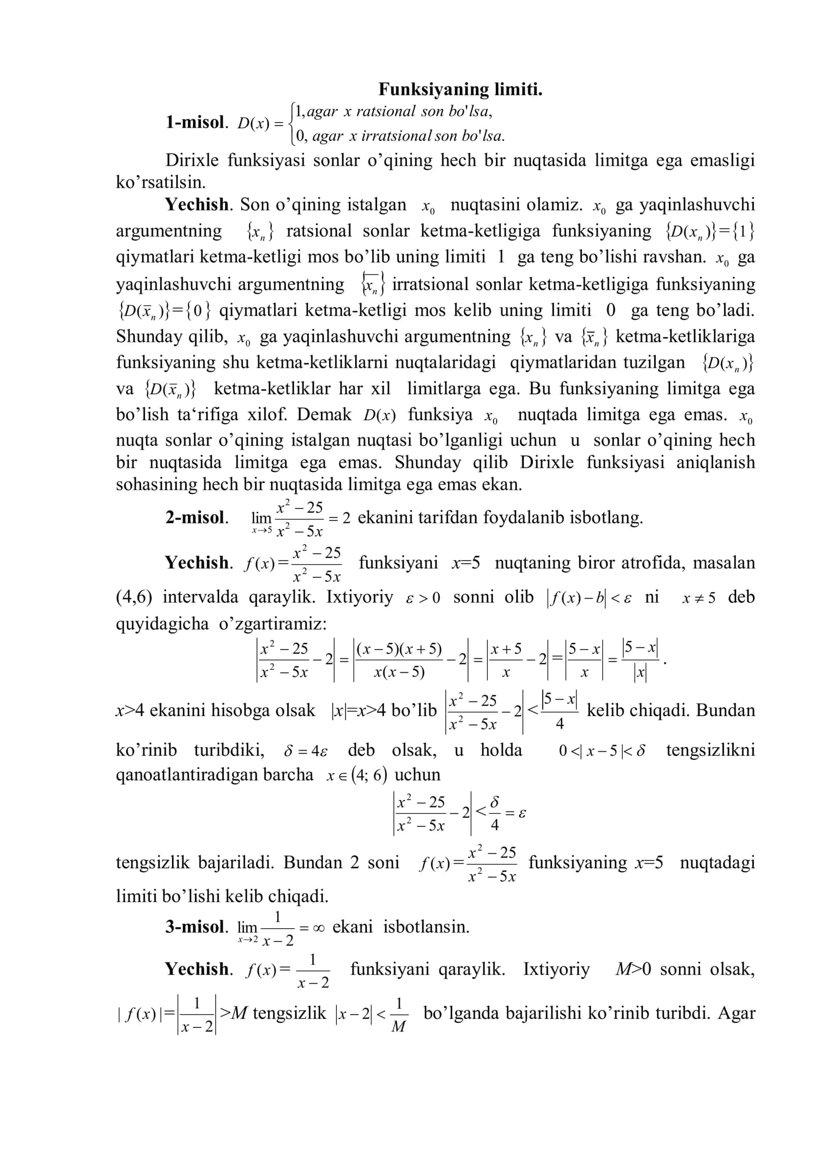 Yinilgan funksiyalarning limti 1