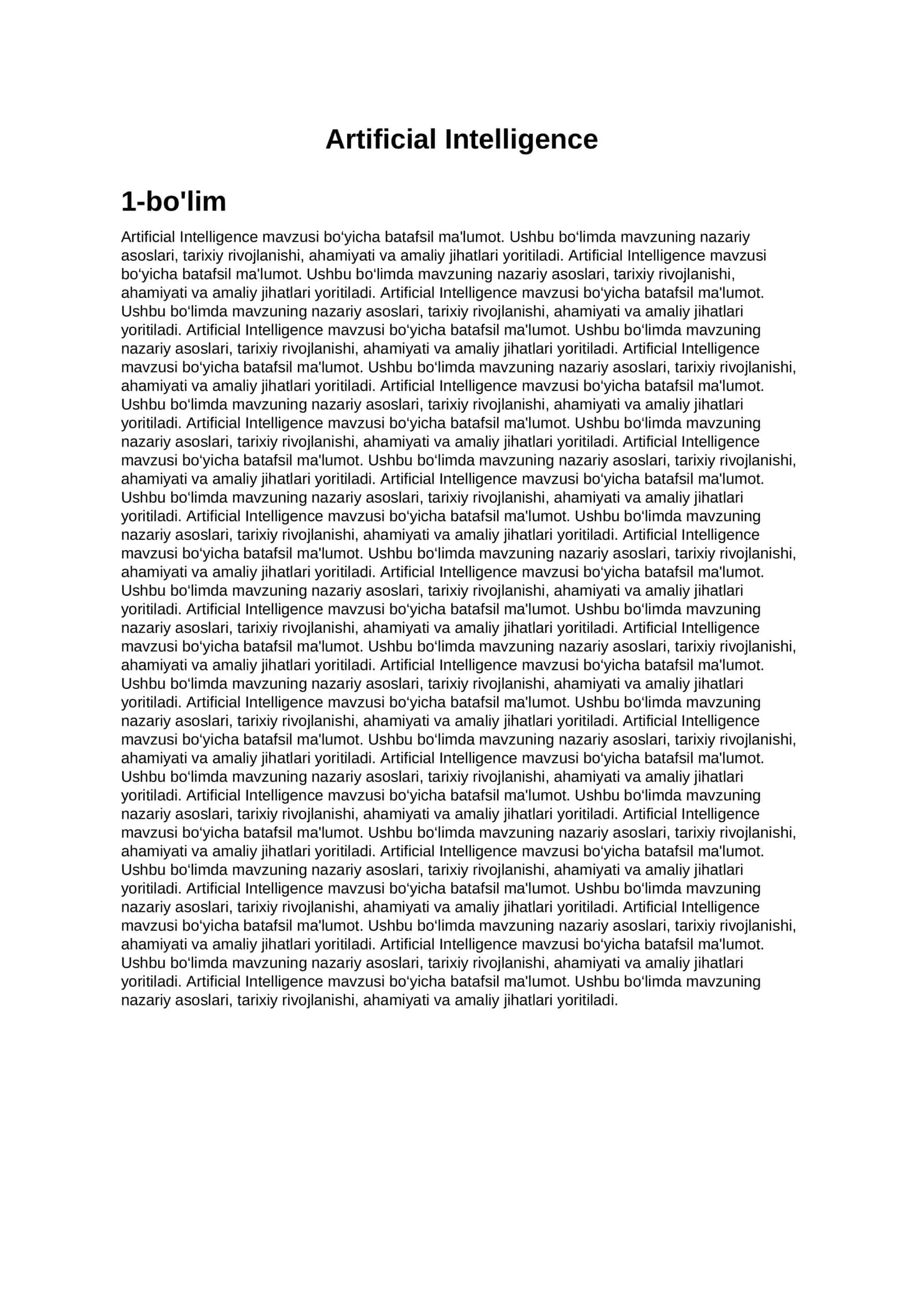 Artificial Intelligence 1