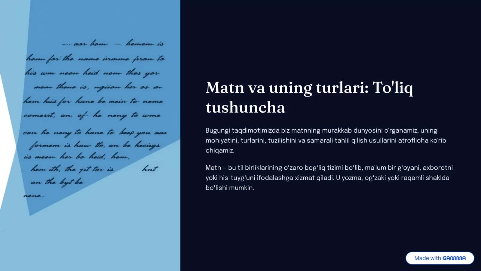 Matnning murakkab dunyosi 1