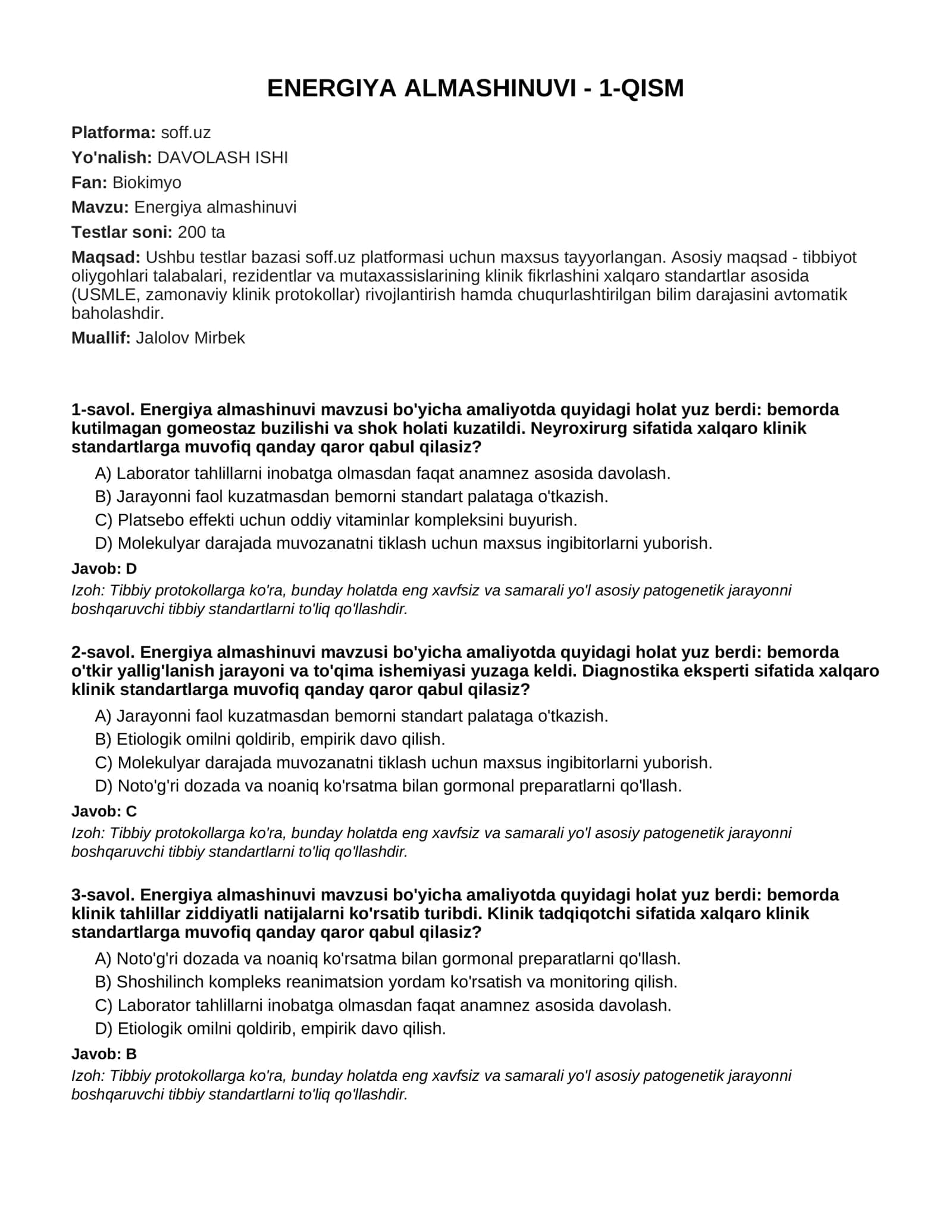ENERGIYA ALMASHINUVI - 1-QISM 1
