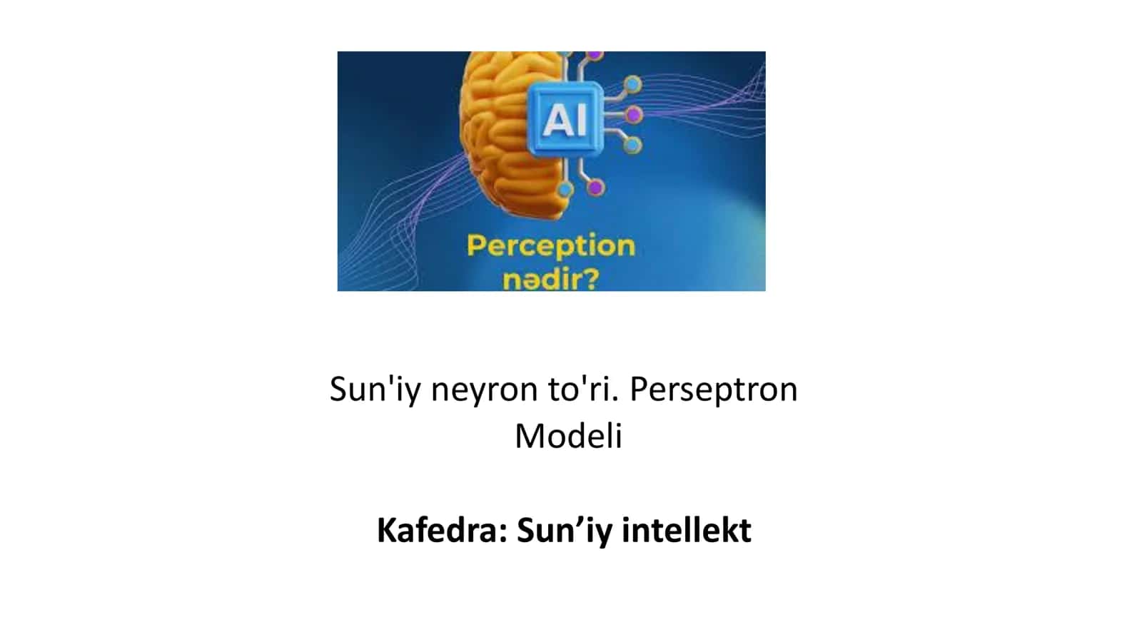 Sun'iy neyron to'ri. Perseptron Modeli 1